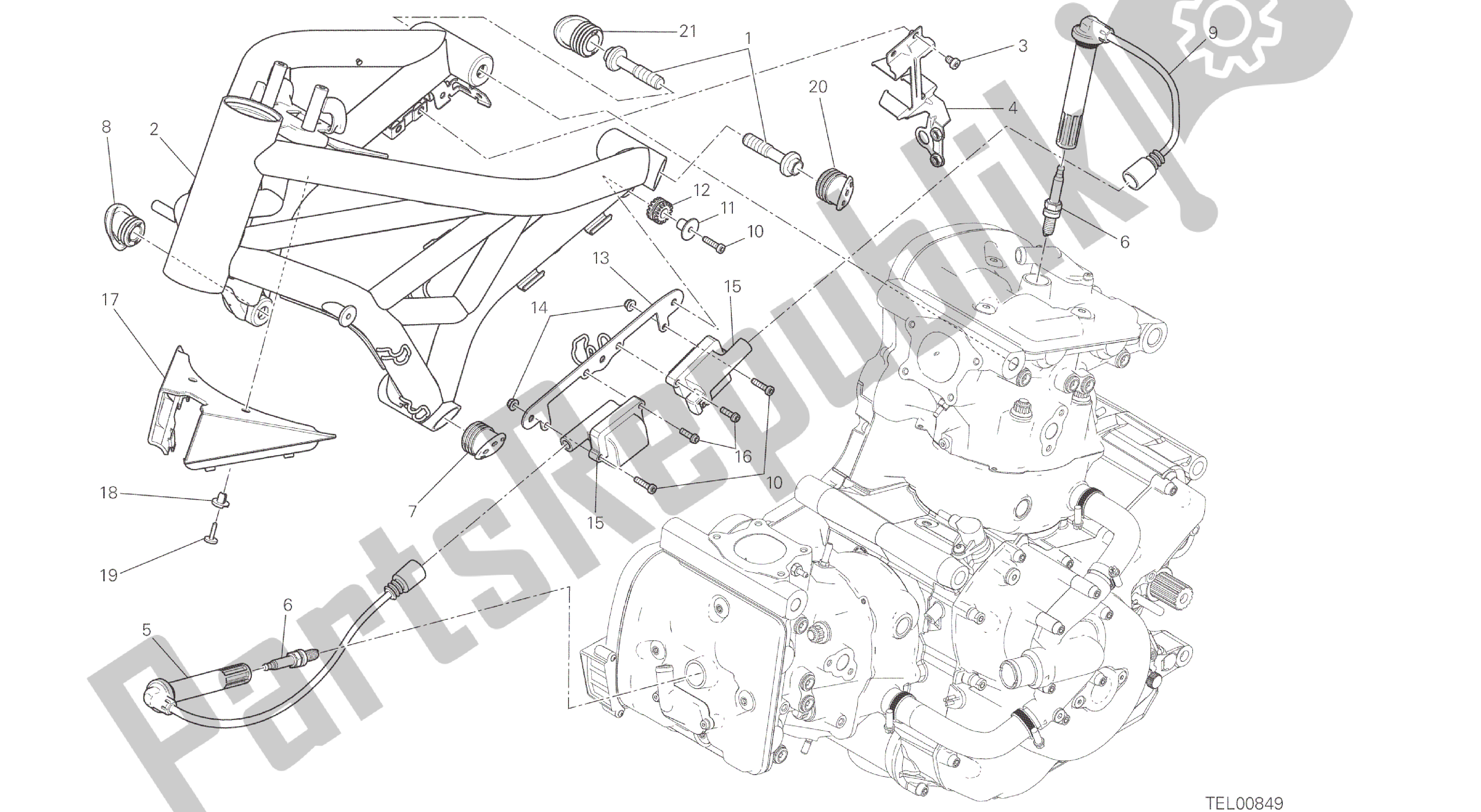 Alle onderdelen voor de Tekening 022 - Frame [mod: M 821] Groepsframe van de Ducati Monster 821 2014