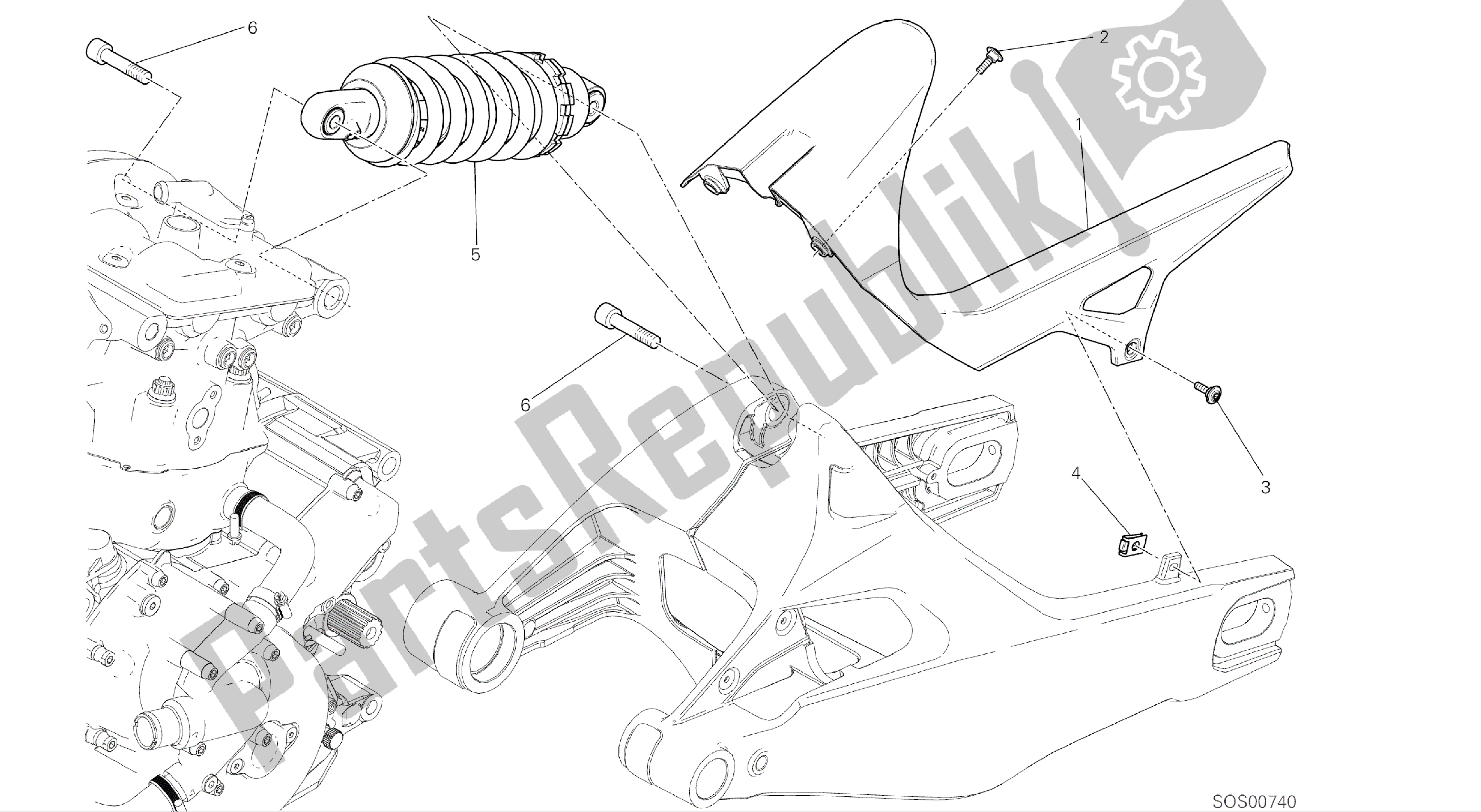 Todas as partes de Desenho 028 - Sospensione Posteriore [mod: M 821] Quadro De Grupo do Ducati Monster 821 2016