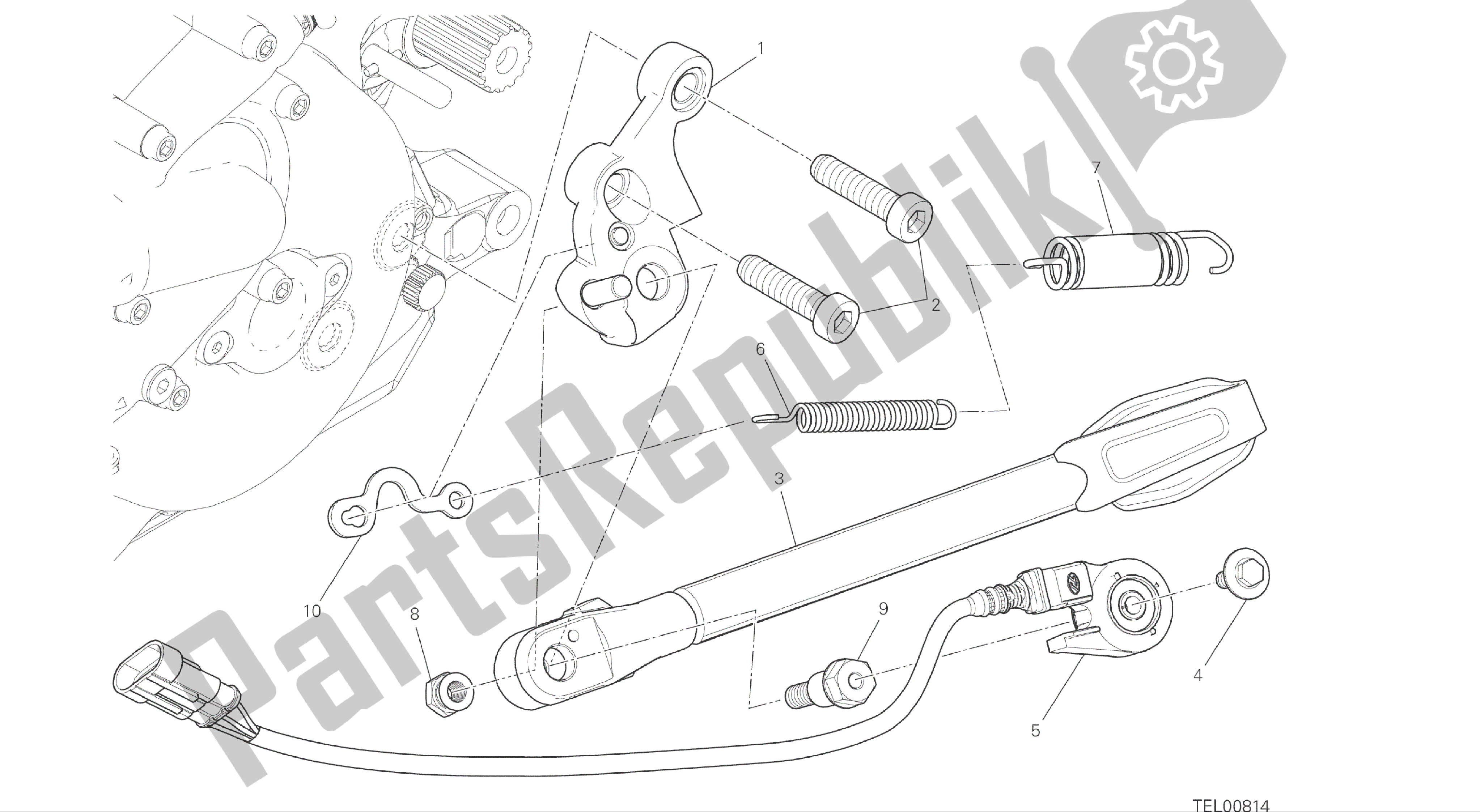 Todas las partes para Dibujo 22a - Bastidor De Grupo De Soporte Lateral [mod: M 821] de Ducati Monster 821 2016