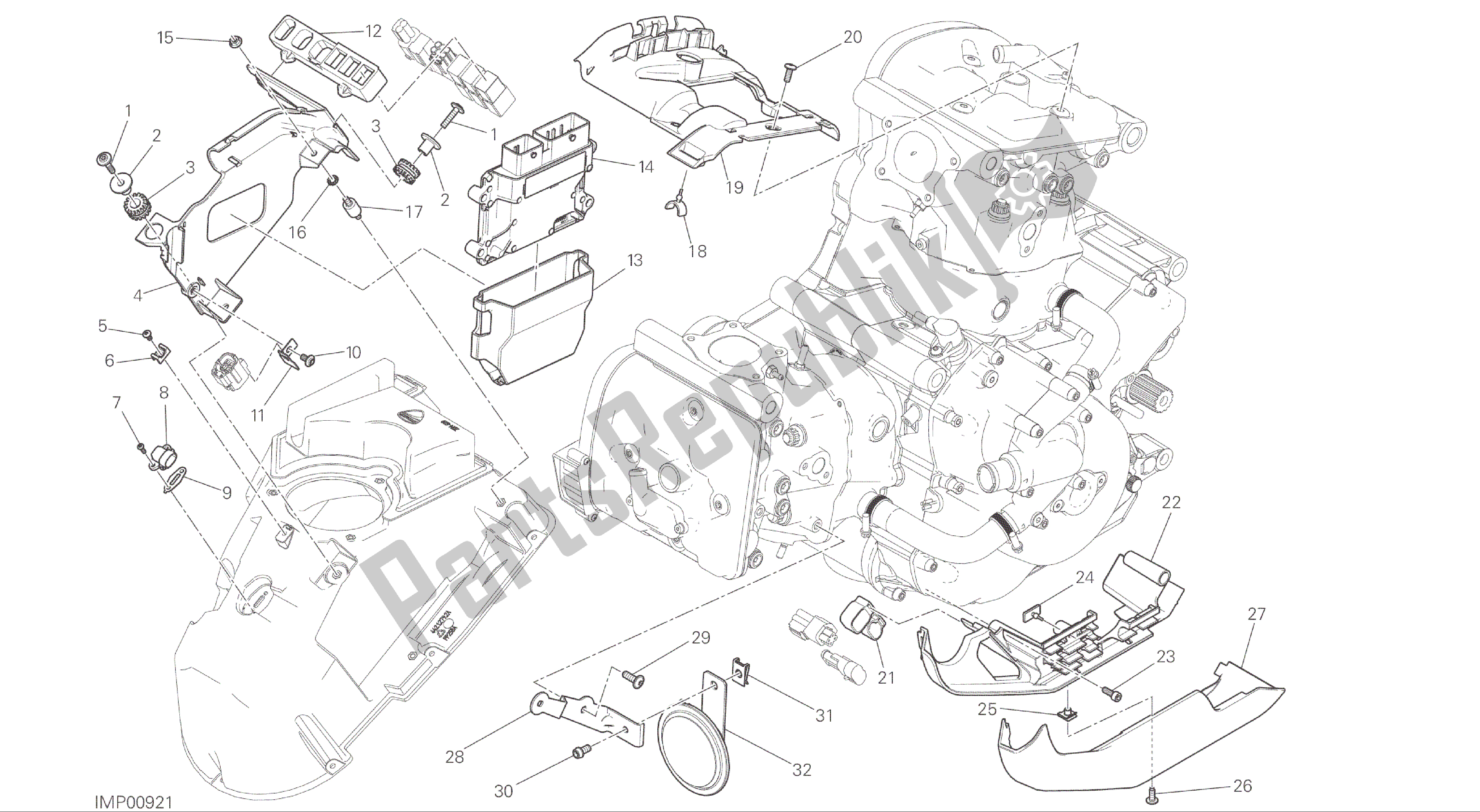 Todas las partes para Dibujo 18a - Unidad De Control Del Motor [mod: M 821] Grupo Eléctrico de Ducati Monster 821 2016