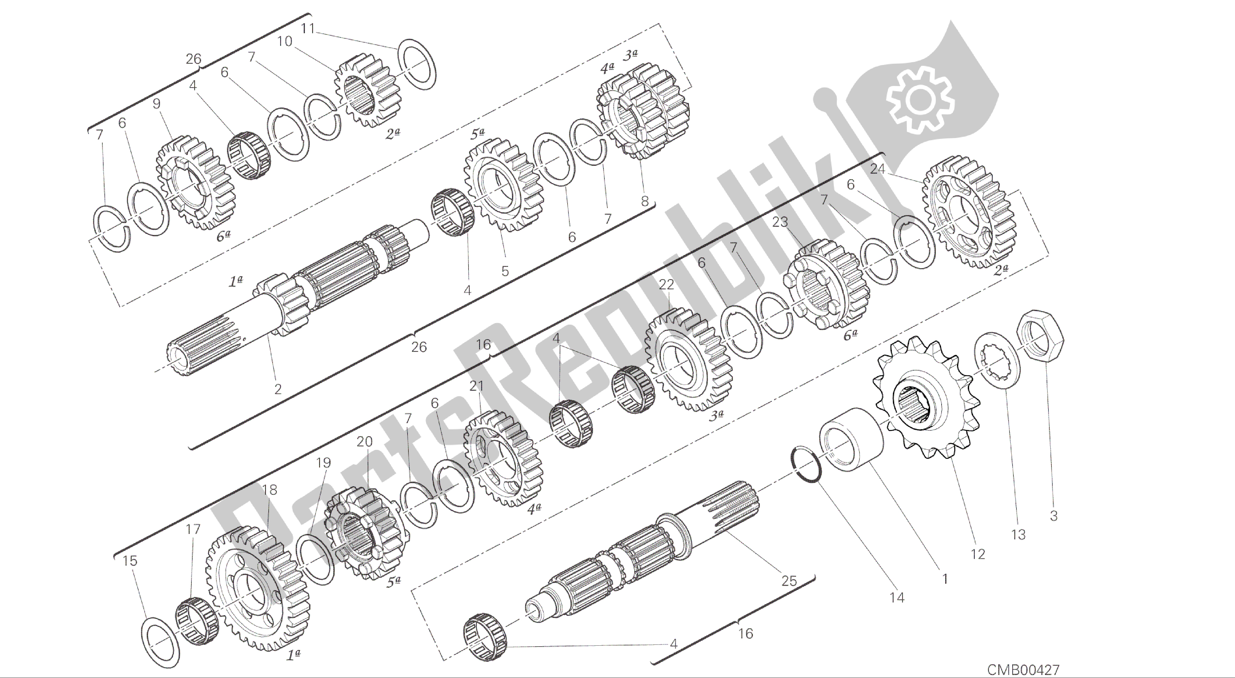 Todas las partes para Dibujo 003 - Caja De Cambios [mod: M 821] Motor De Grupo de Ducati Monster 821 2016