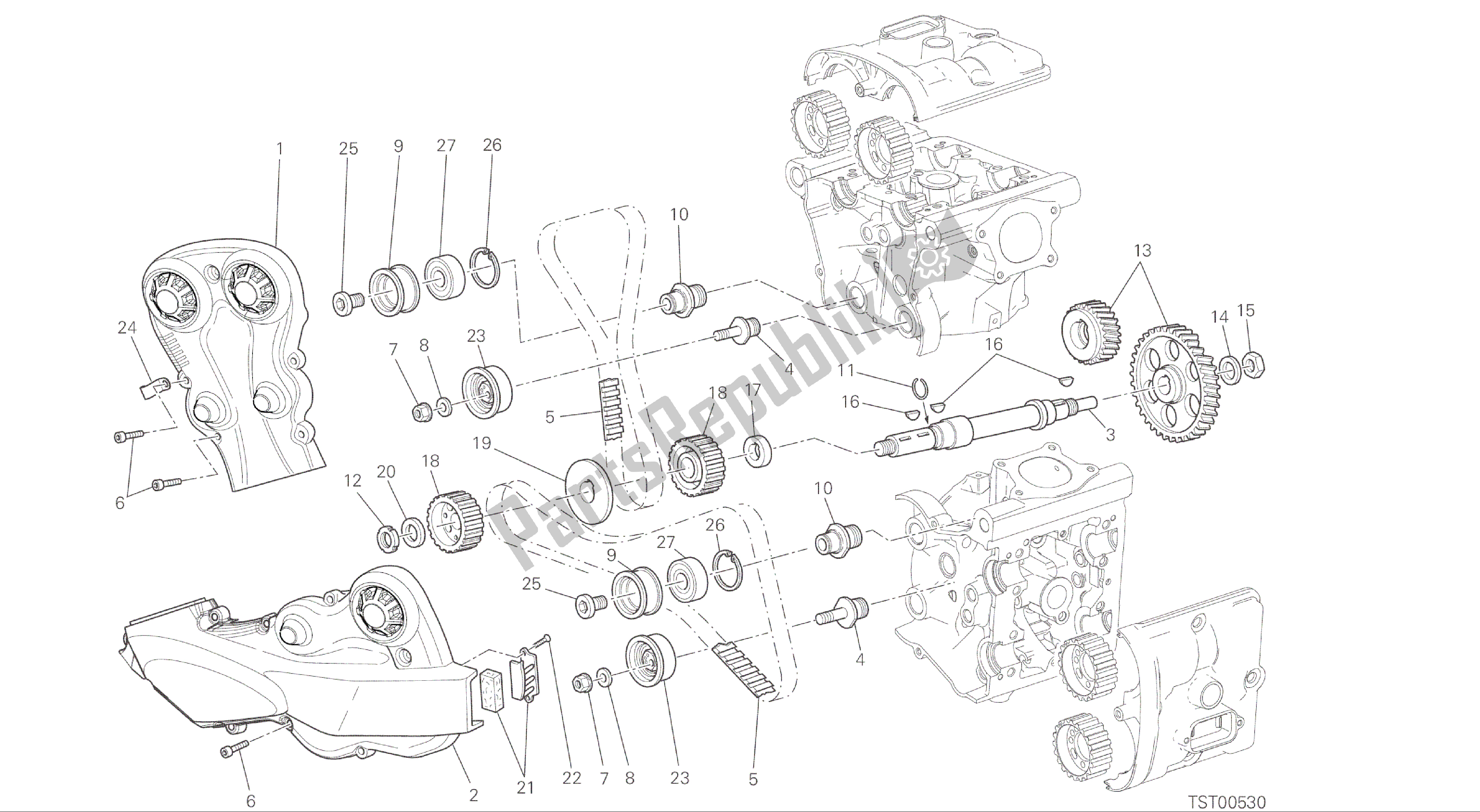 Todas las partes para Dibujo 008 - Motor De Grupo Distribuzione [mod: M 821] de Ducati Monster 821 2016