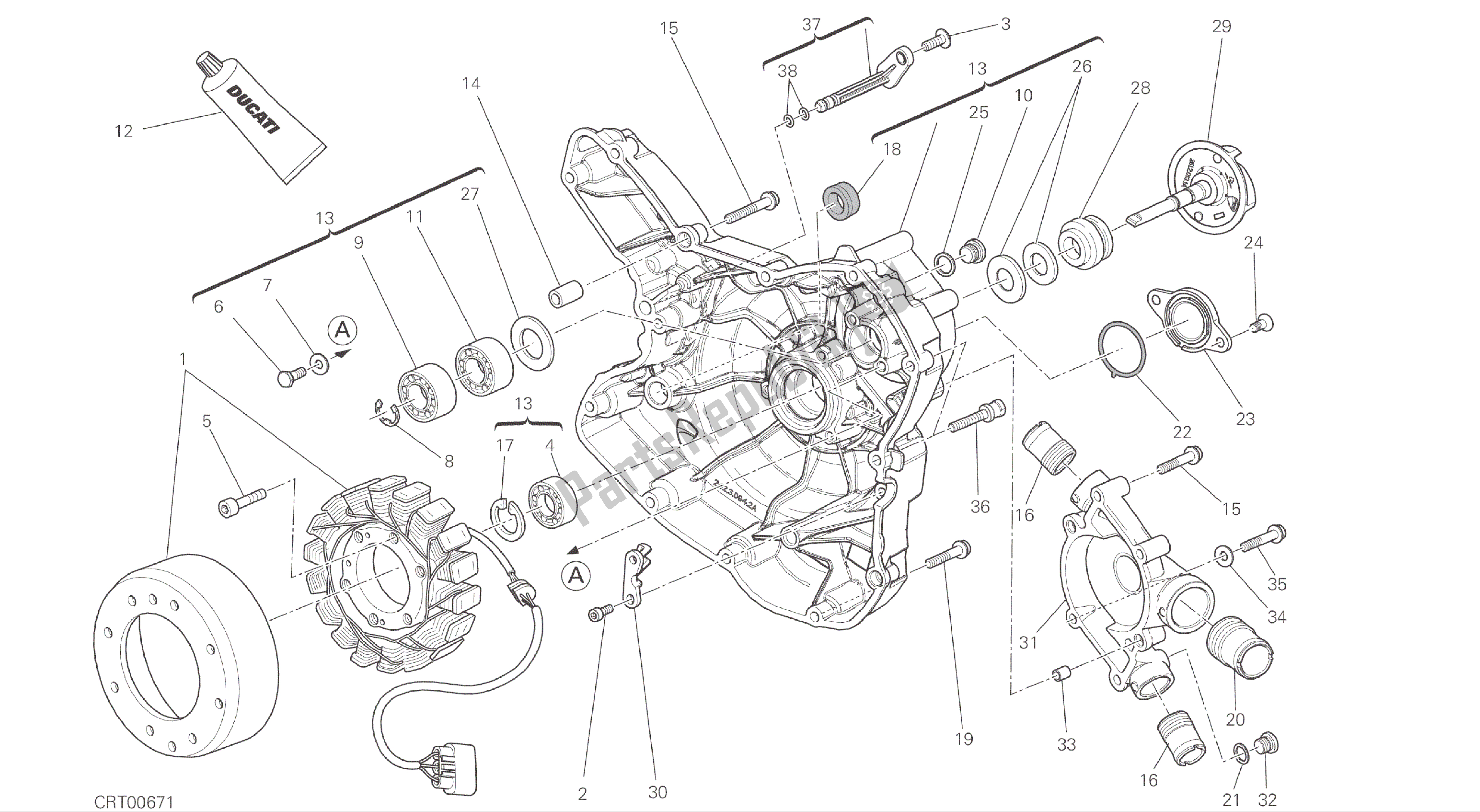 Todas las partes para Dibujo 011 - Cubierta De La Bomba De Agua-lado Lateral Crnkcse [mod: M 821] Motor De Grupo de Ducati Monster 821 2016