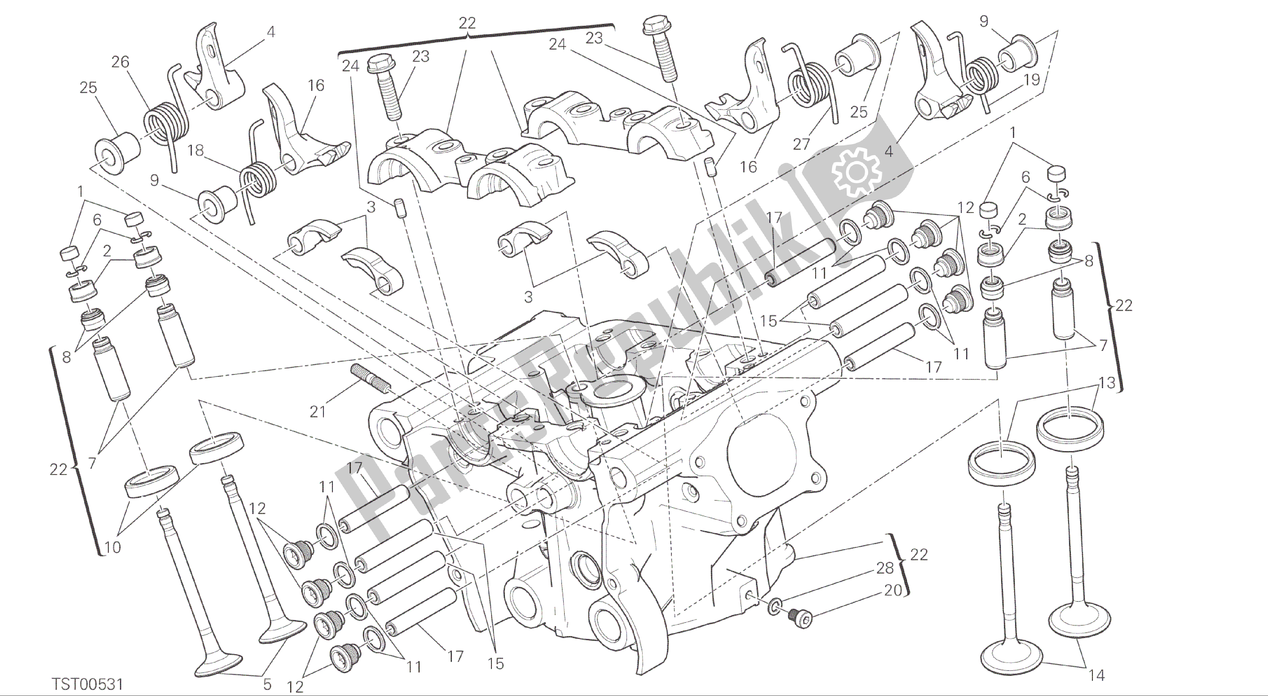 Todas las partes para Dibujo 014 - Motor De Grupo De Cabezal Vertical [mod: M 821] de Ducati Monster 821 2016