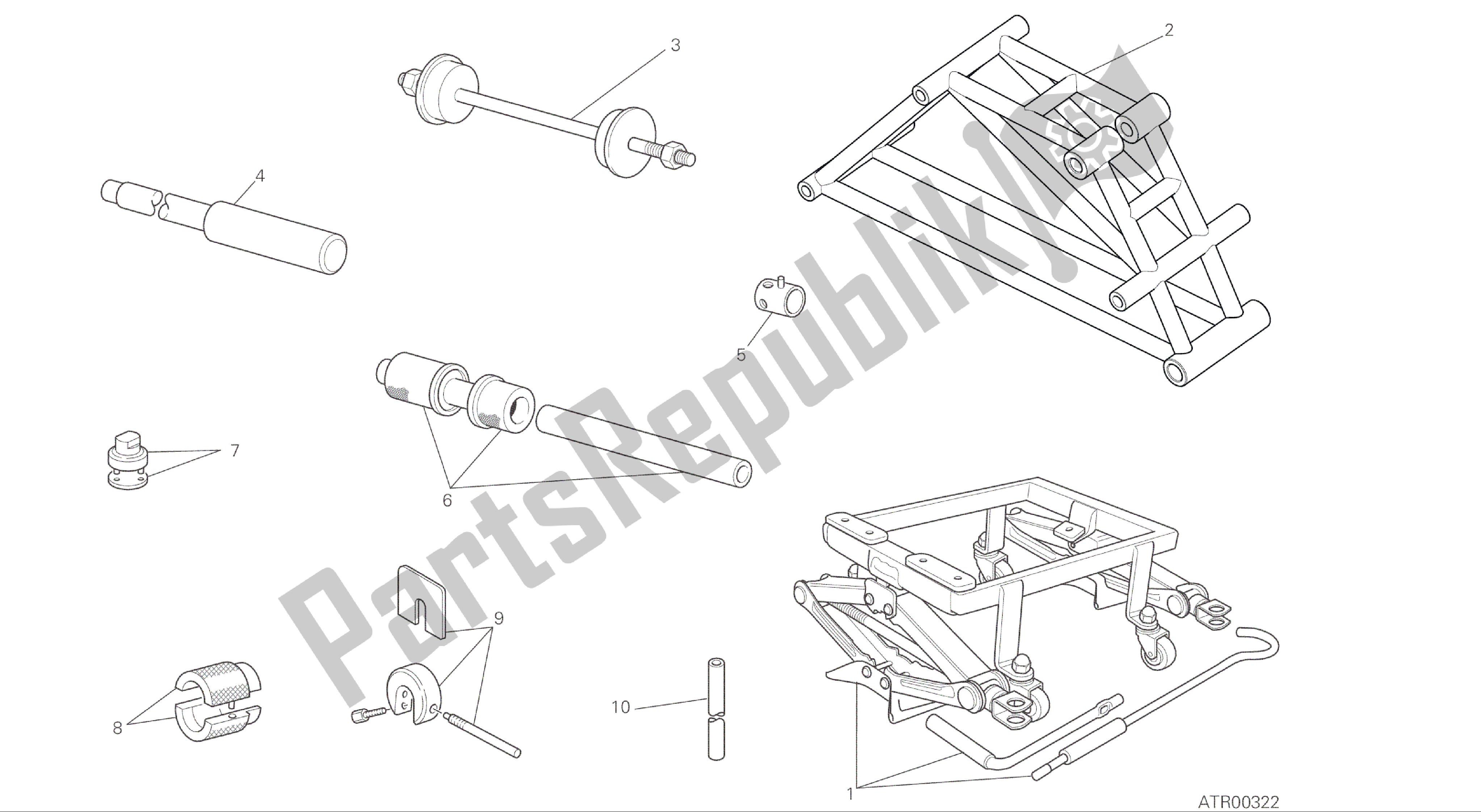 Todas las partes para Dibujo 01a - Herramientas De Servicio De Taller, Marco [mod: M 821] Herramientas De Grupo de Ducati Monster 821 2016