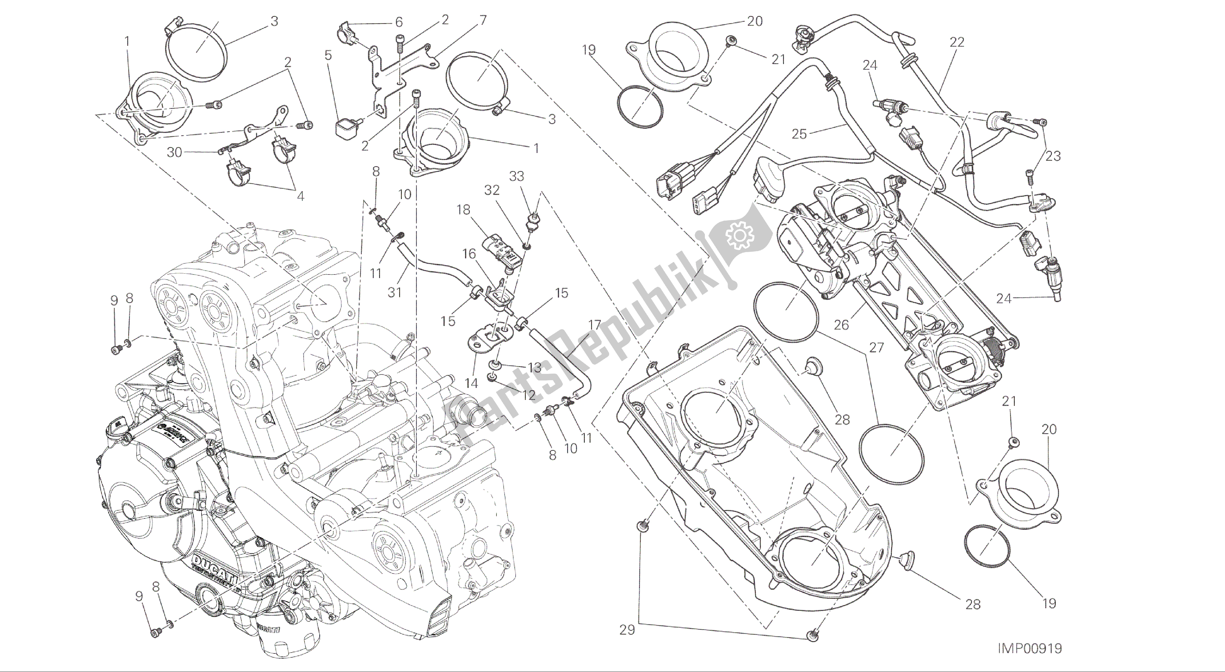 Todas las partes para Dibujo 017 - Cuerpo Del Acelerador [mod: M 821; Xst: Marco De Grupo Aus, Eur, Fra, Jap] de Ducati Monster 821 2016