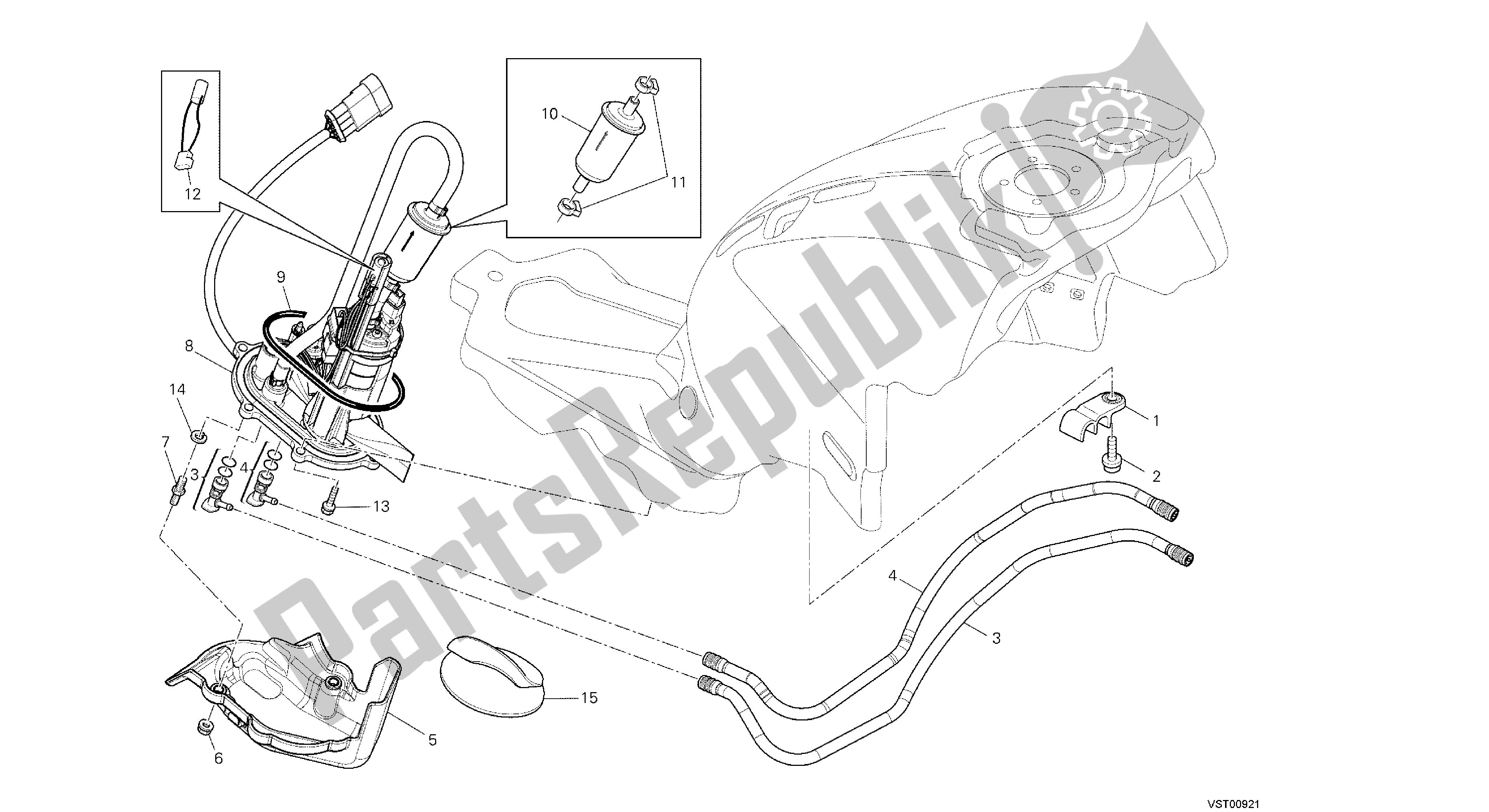 Todas las partes para Dibujo 036 - Bomba De Combustible [mod: M1100dsl; Xst: Aus, Chn, Eur, Jap] Grupo Fr Ame de Ducati Monster 1100 2013