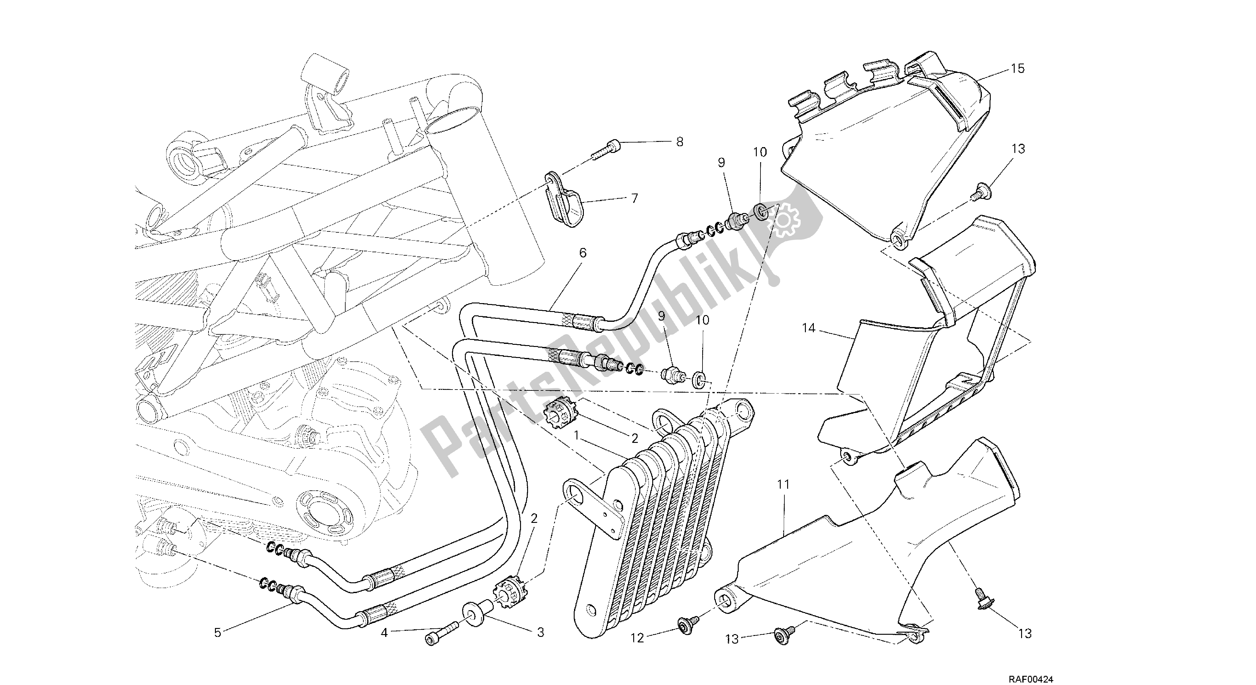 Tutte le parti per il Disegno 039 - Radiatore Olio [mod: M1100dsl; Xst: Aus, Eur, Jap] Group Fr Ame del Ducati Monster 1100 2013