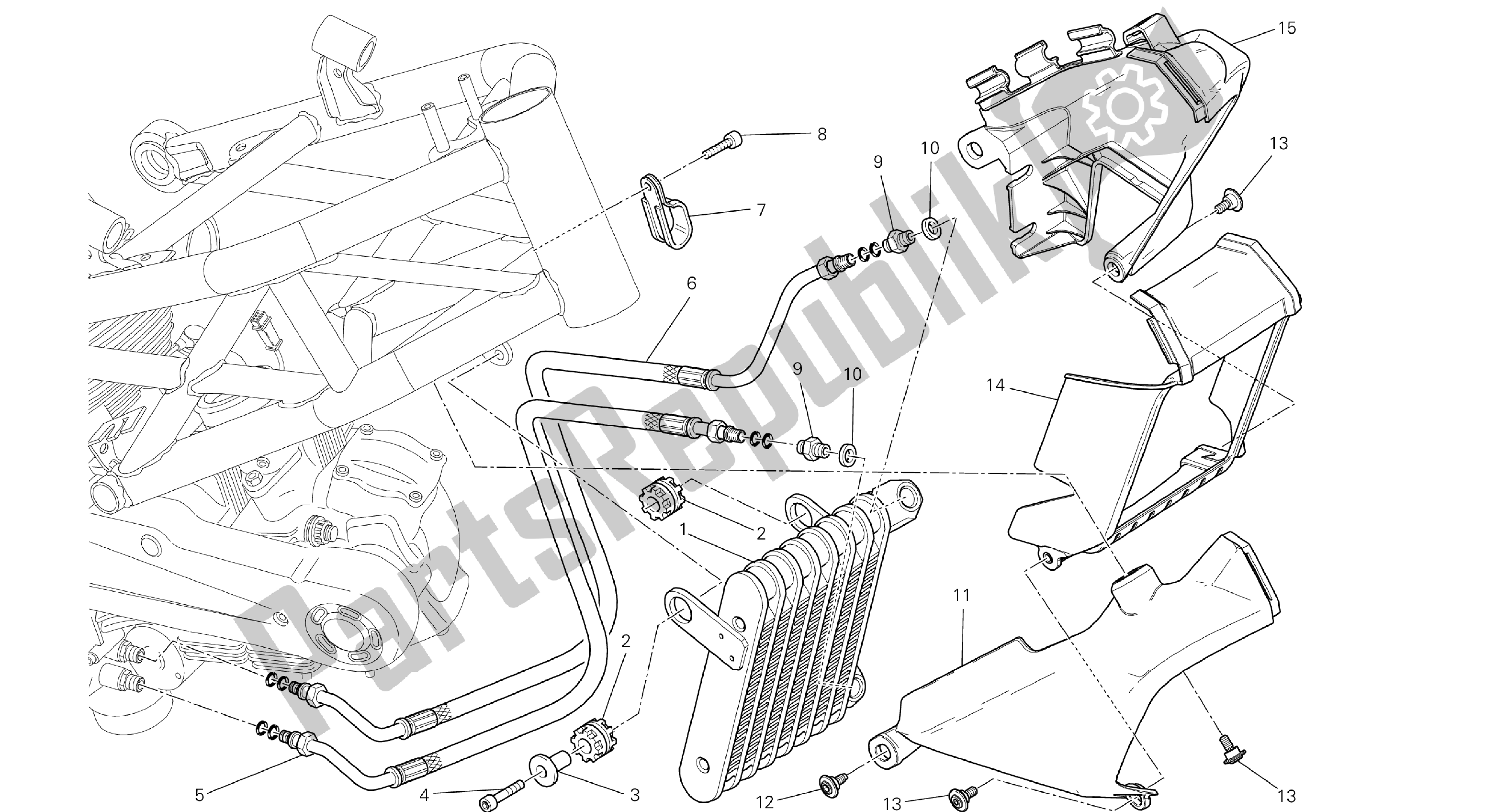 Todas las partes para Dibujo 039 - Enfriador De Aceite [mod: M1100dsl; Xst: Chn] Grupo Fr Ame de Ducati Monster 1100 2013