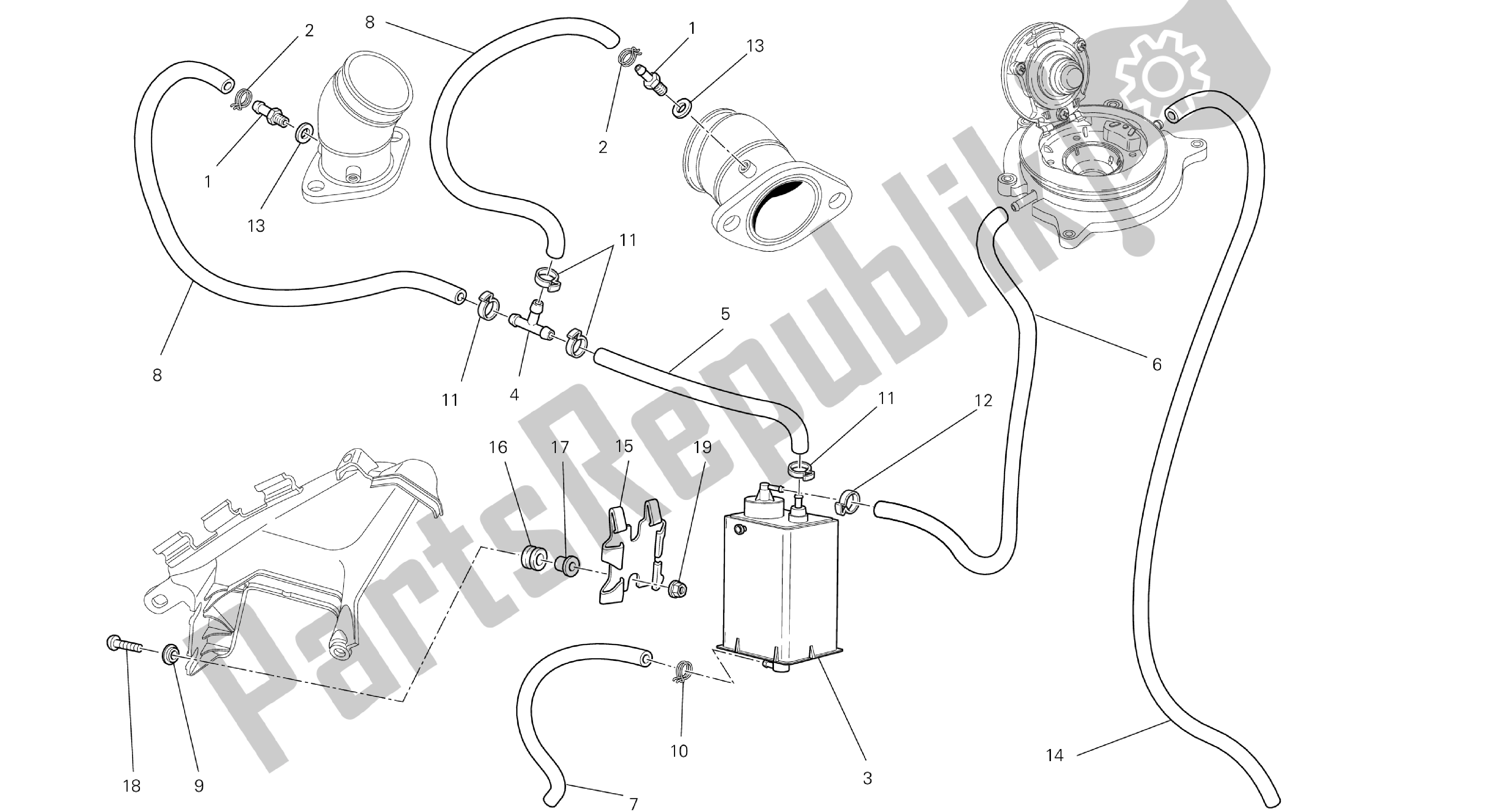 Todas las partes para Dibujo 040 - Filtro De Recipiente [mod: M1100dsl; Xst: Chn] Grupo Fr Ame de Ducati Monster 1100 2013