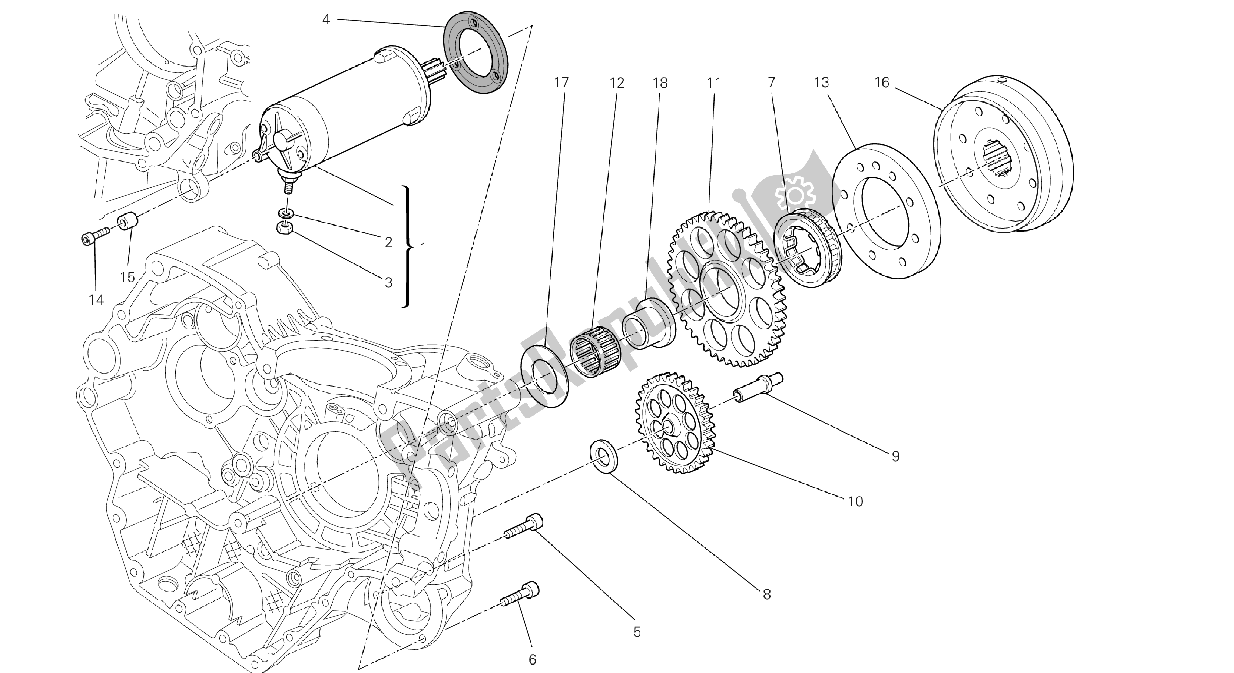 Tutte le parti per il Disegno 012 - Motore Di Avviamento [mod: M1100dsl; Xst: Aus, Chn, Eur, Jap] Group Engi Ne del Ducati Monster 1100 2013