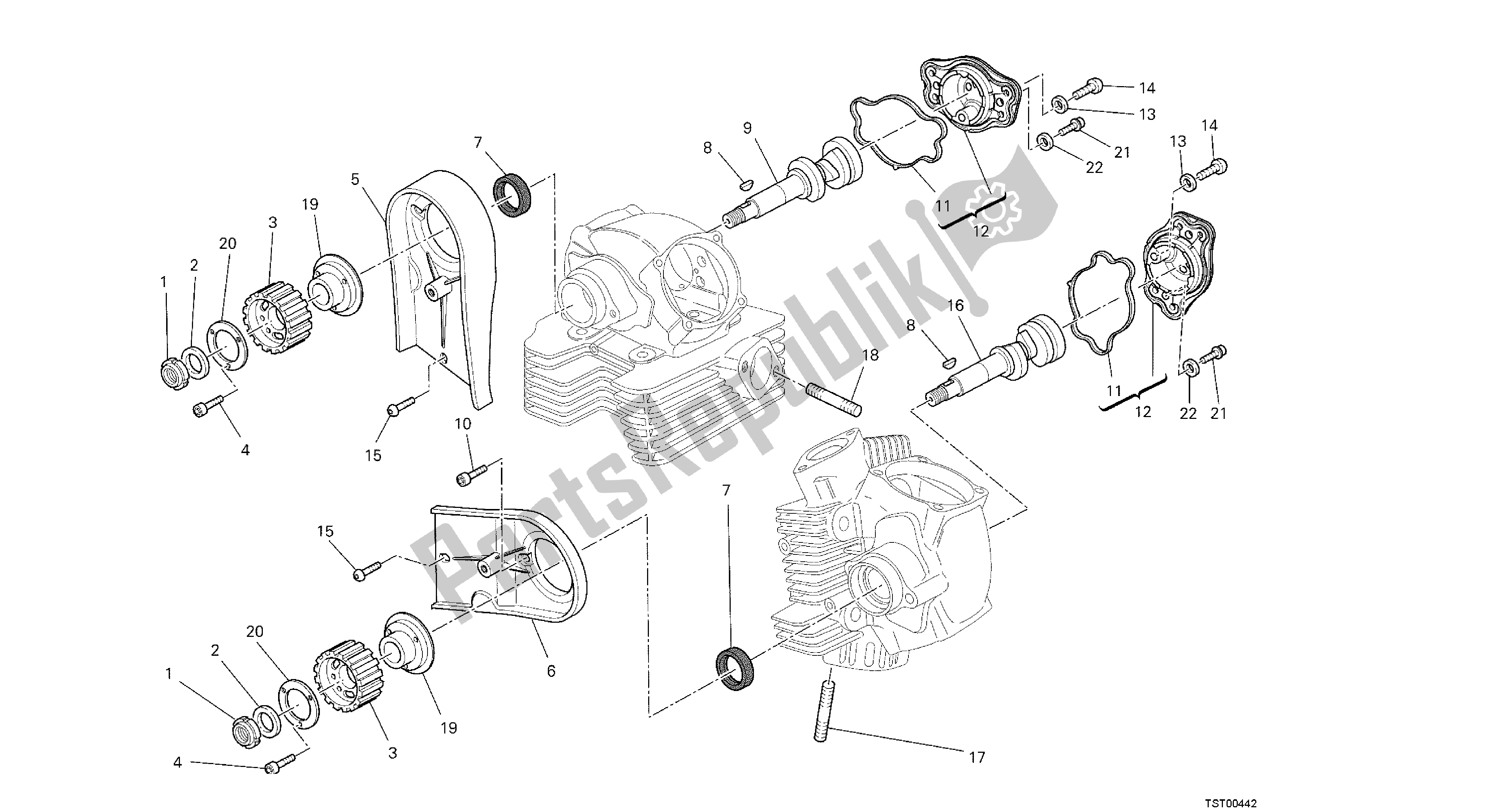 Tutte le parti per il Disegno 013 - Albero A Camme [mod: M1100dsl; Xst: Aus, Chn, Eur, Jap] Group Engi Ne del Ducati Monster 1100 2013