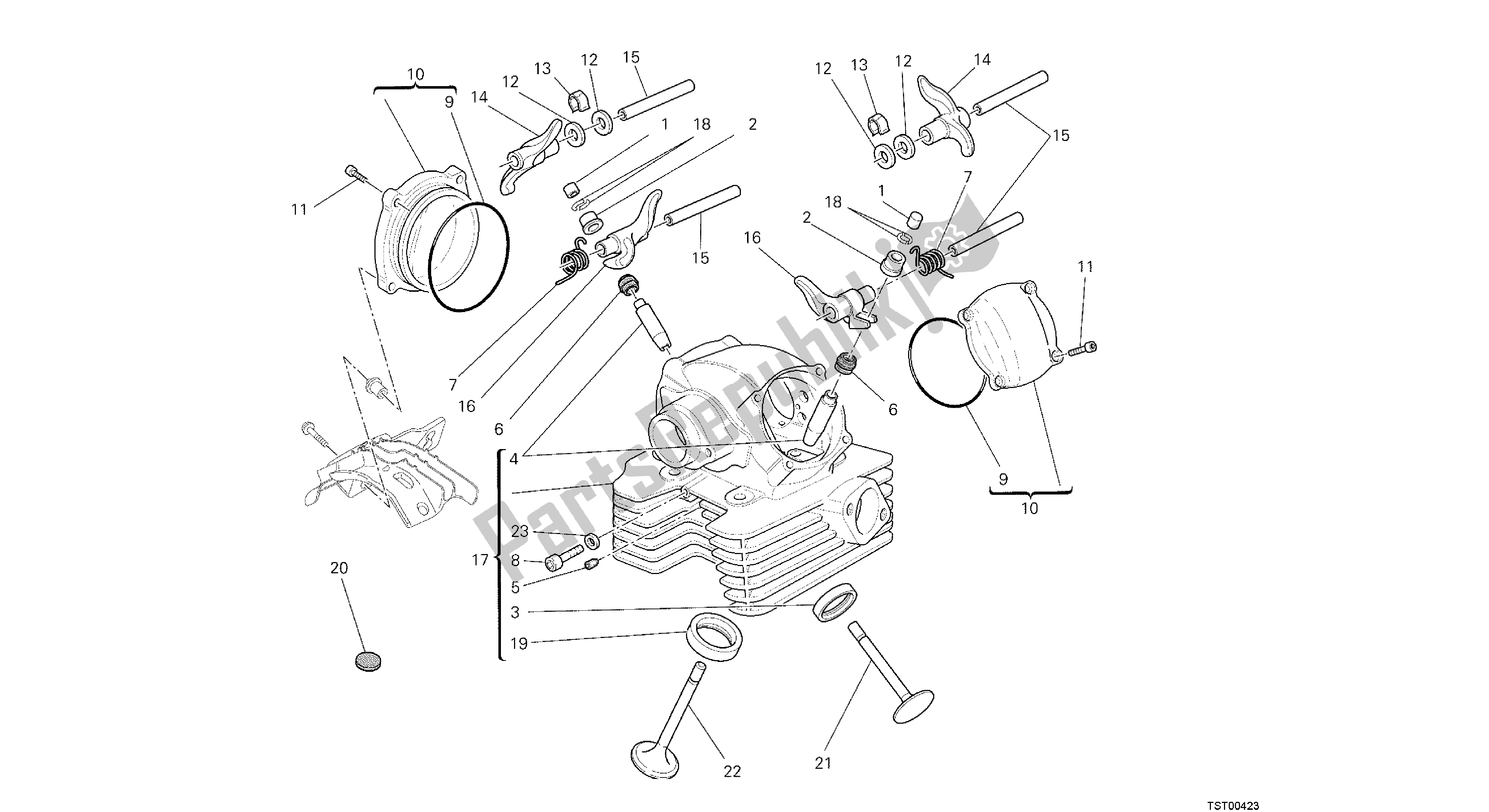 Todas las partes para Dibujo 014 - Culata Vertical [mod: M1100dsl; Xst: Aus, Chn, Eur, Jap] Grupo Engi Ne de Ducati Monster 1100 2013