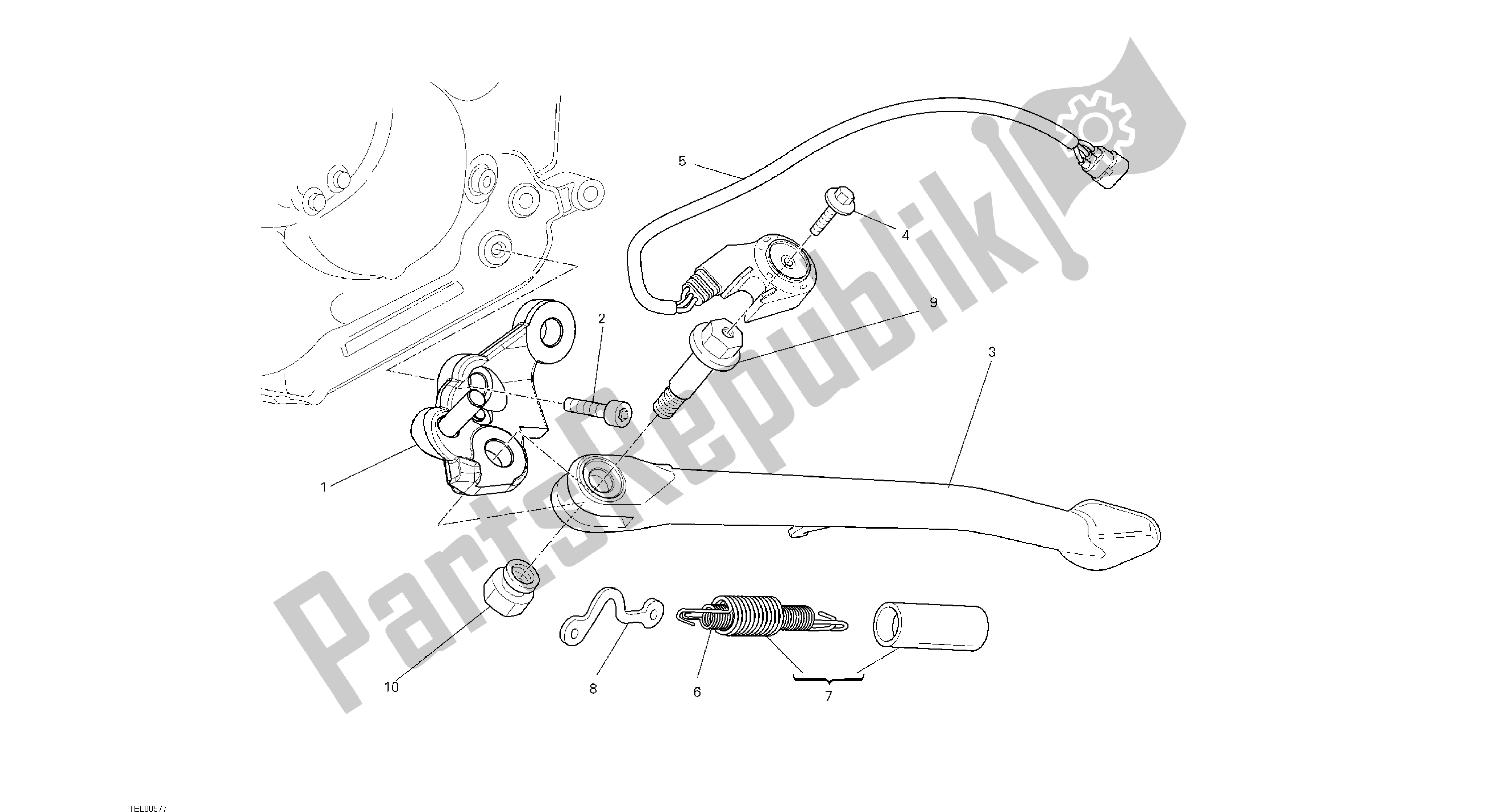 Todas las partes para Dibujo 017 - Soporte Lateral [mod: M1100dsl; Xst: Aus, Chn, Eur, Jap] Grupo Fr Ame de Ducati Monster 1100 2013