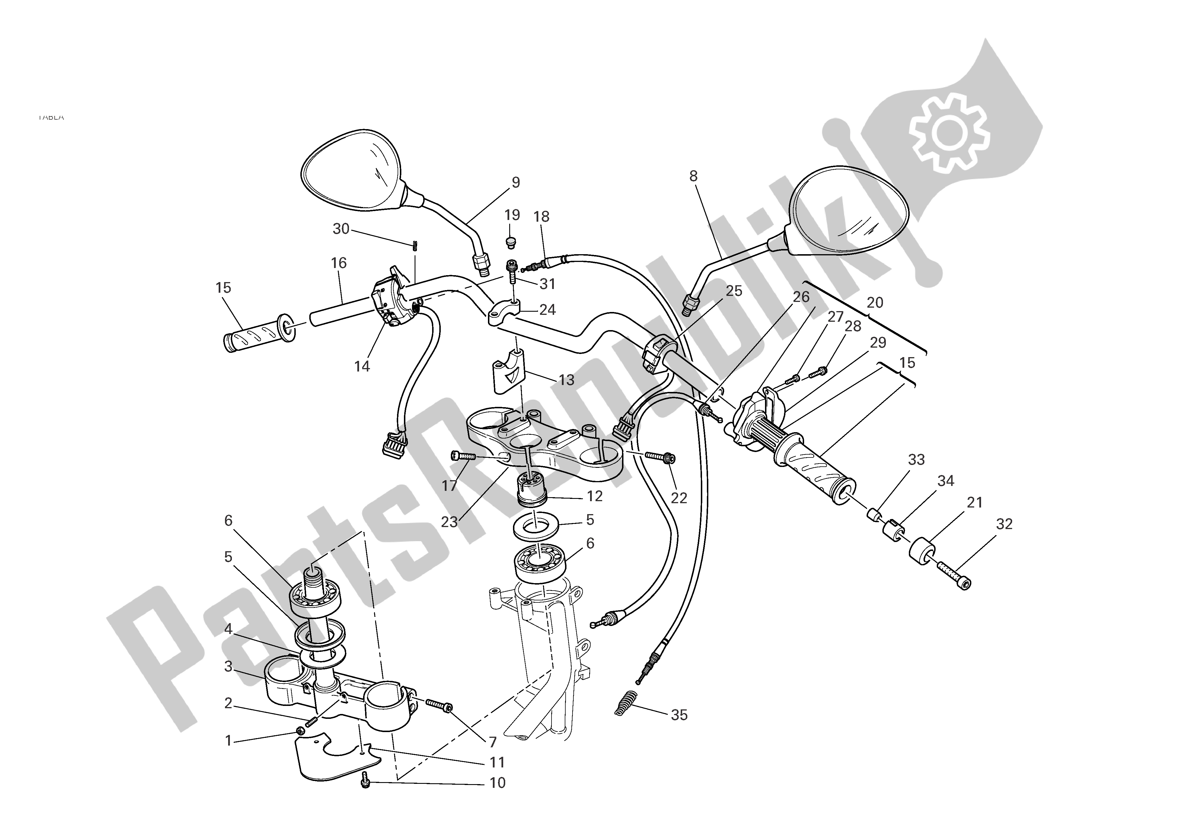 Tutte le parti per il Manubrio E Comandi del Ducati Monster S2R 800 2005