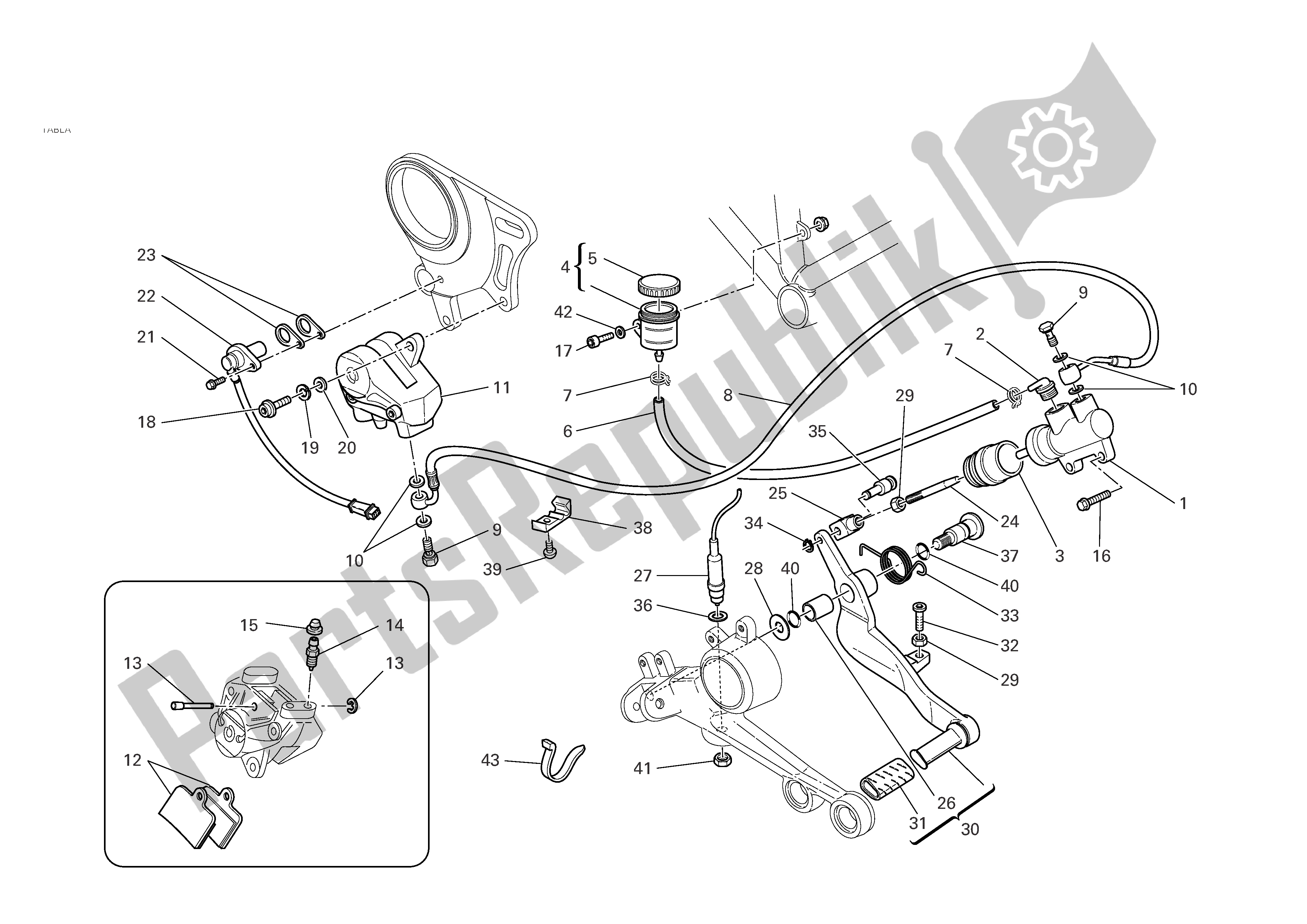 Tutte le parti per il Freno Posteriore del Ducati Monster S2R 800 2005