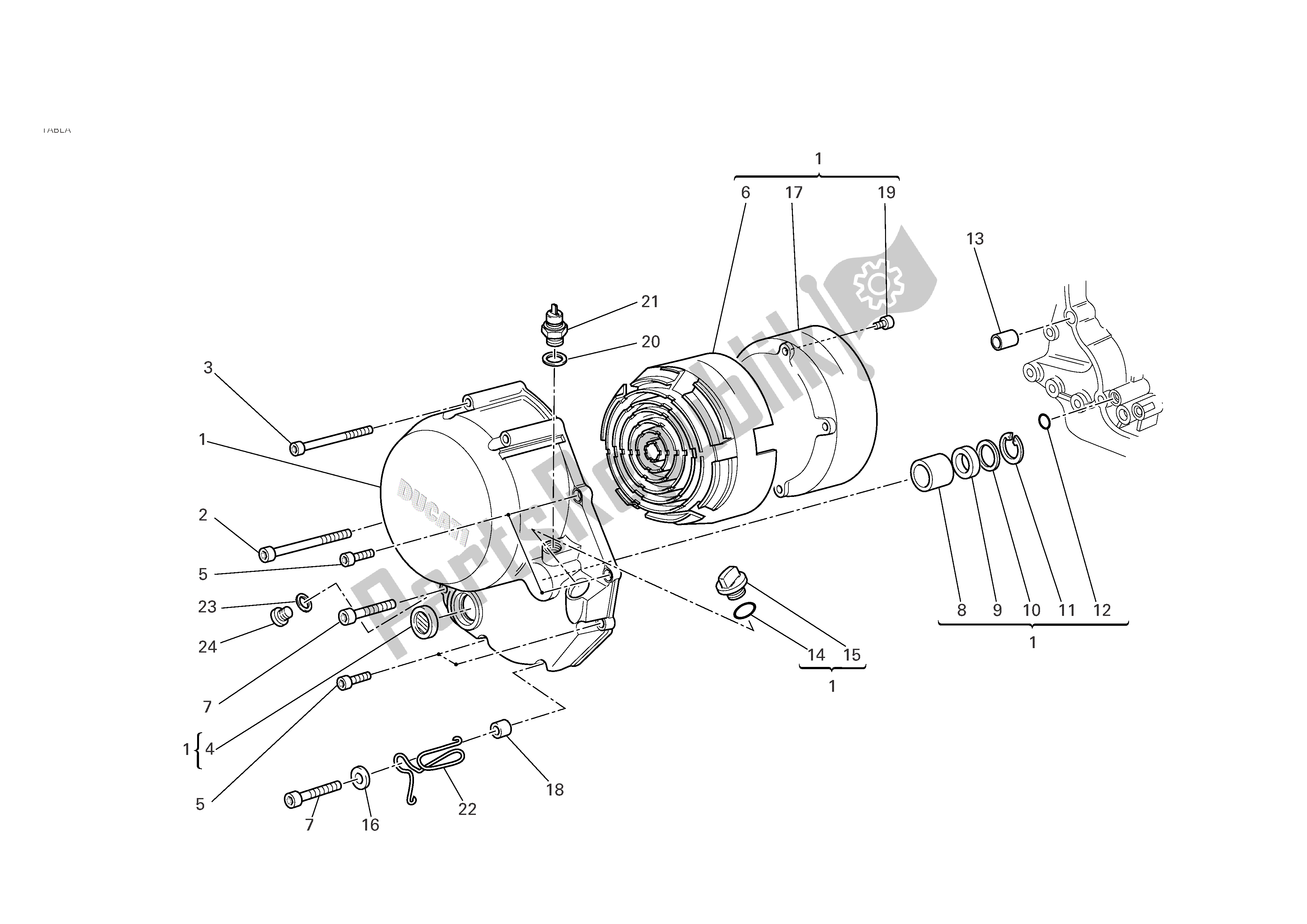 Tutte le parti per il Coperchio Carter Lato Frizione del Ducati Monster S2R 800 2005