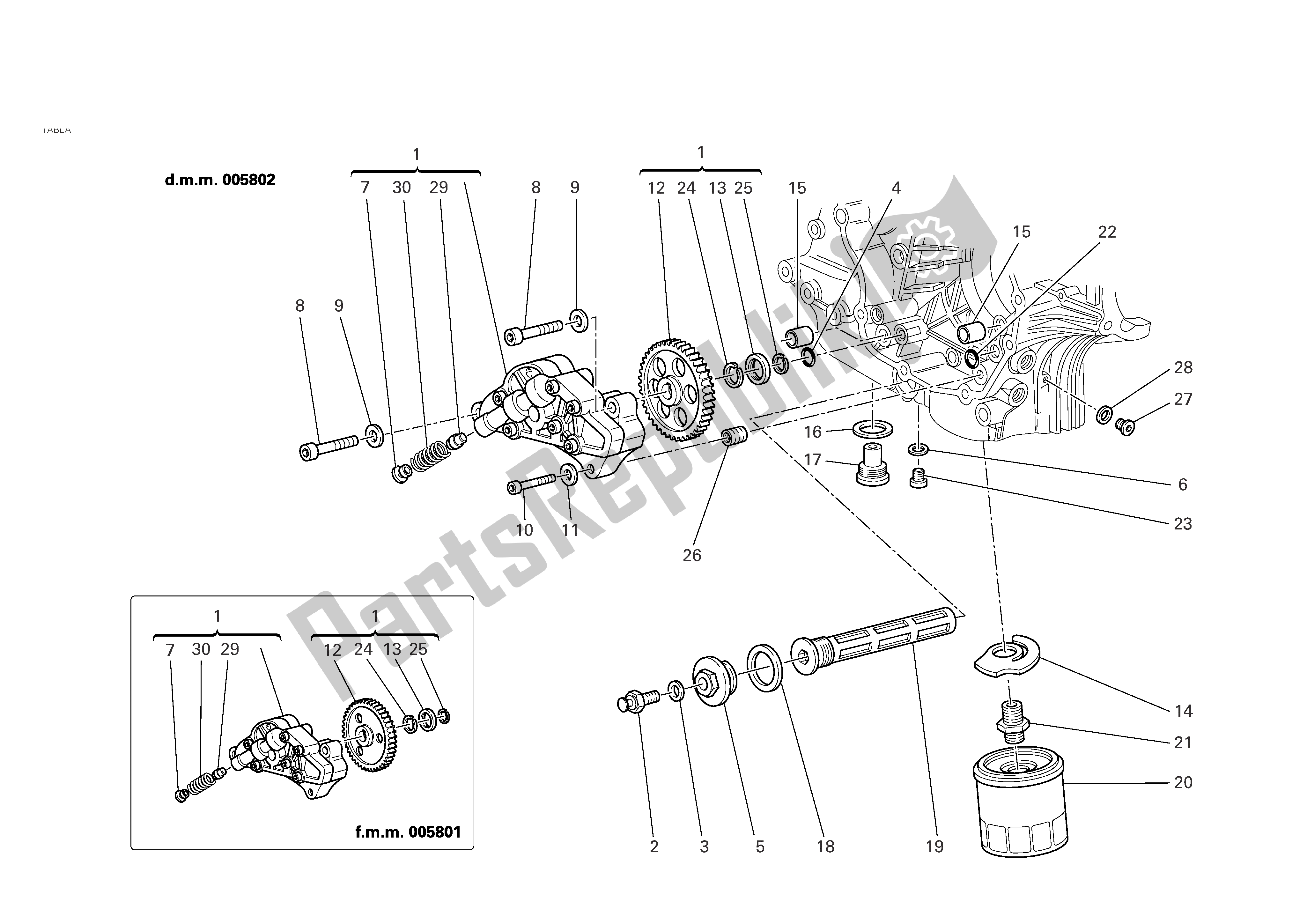 Todas las partes para Filtros Y Bomba De Aceite de Ducati Monster S2R 800 2005