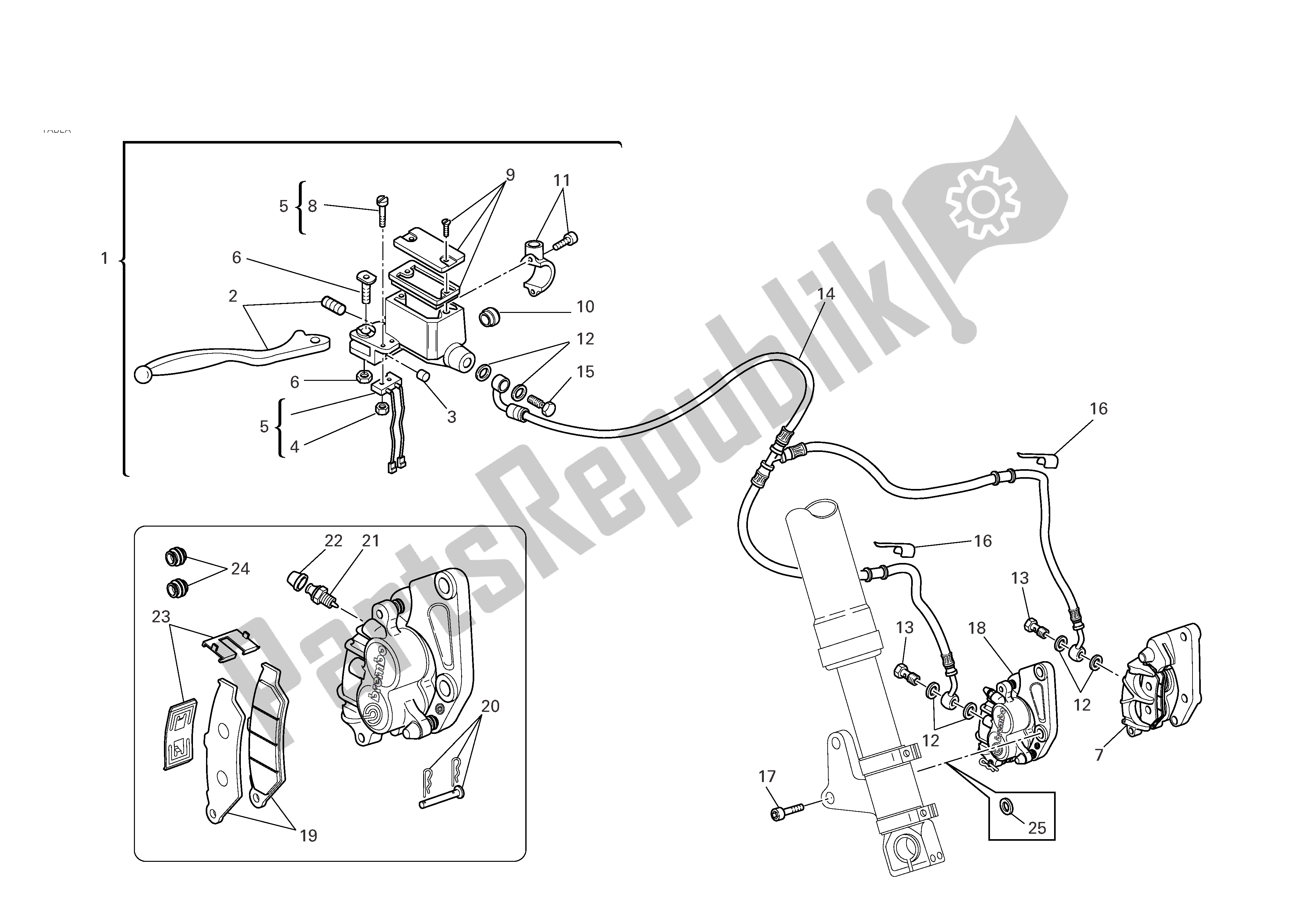 Tutte le parti per il Freno Anteriore del Ducati Monster S2R 800 2006