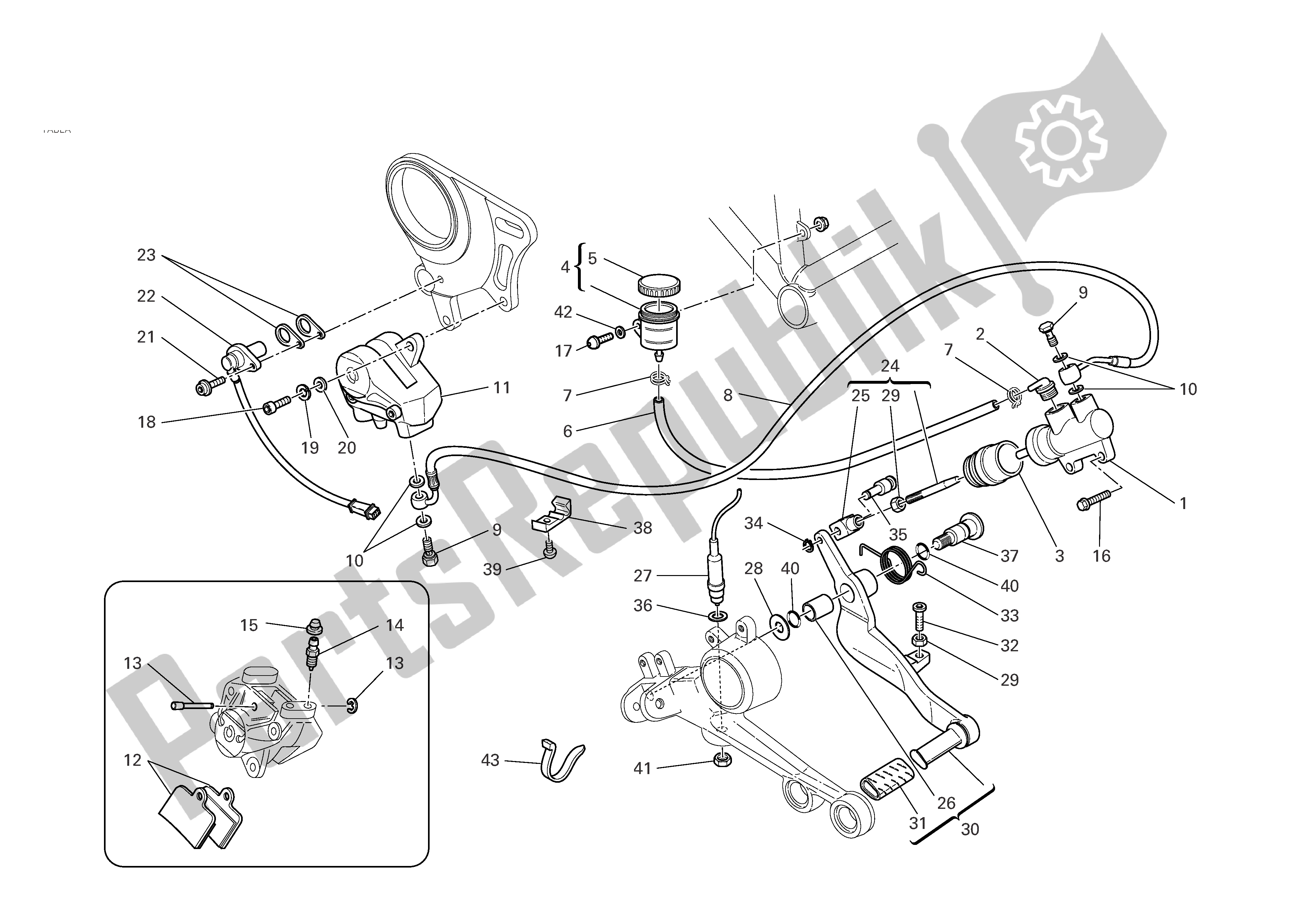 Alle onderdelen voor de Achterrem van de Ducati Monster S2R 800 2006