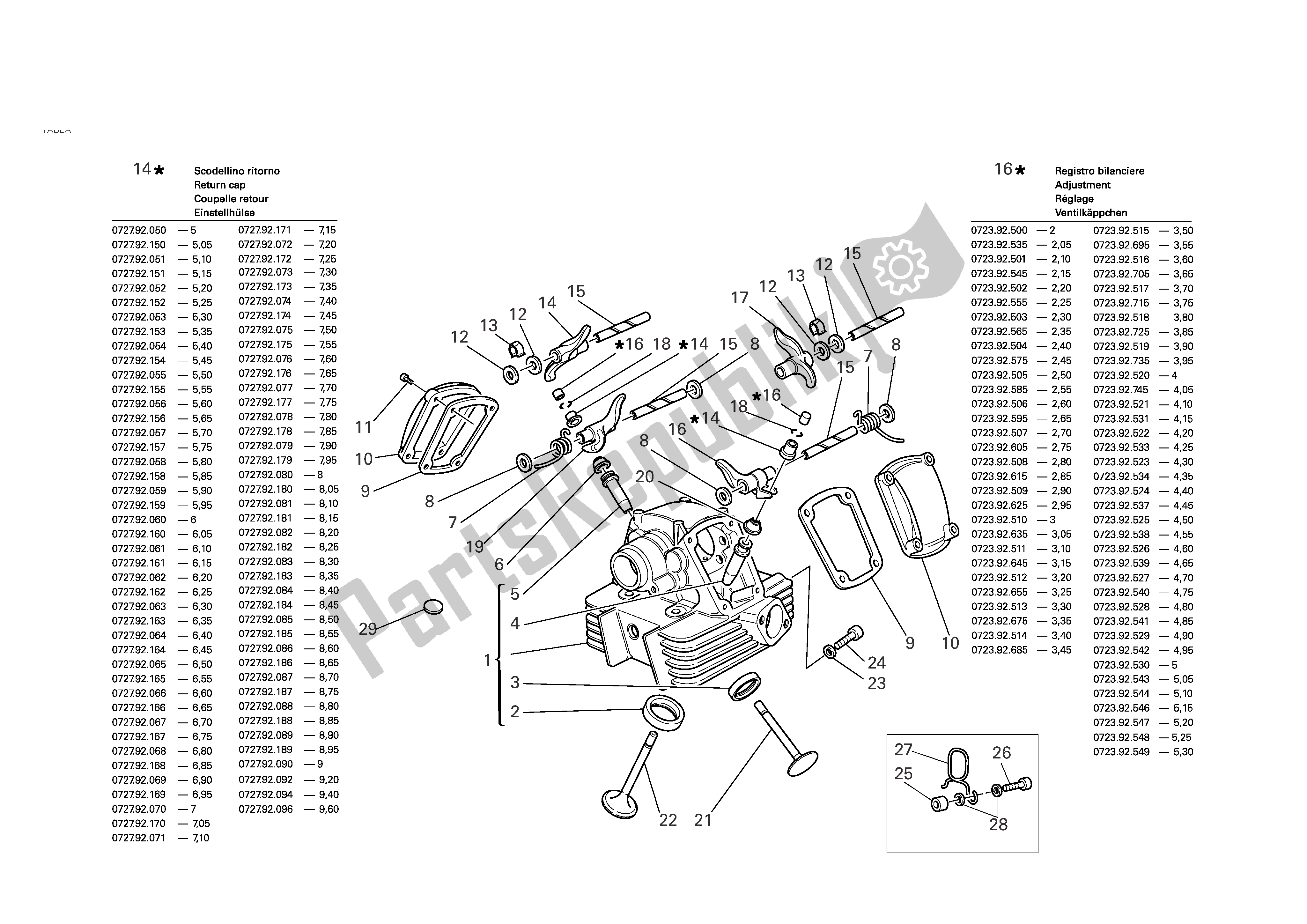 Alle onderdelen voor de Verticale Cilinderkop van de Ducati Monster S2R 800 2006