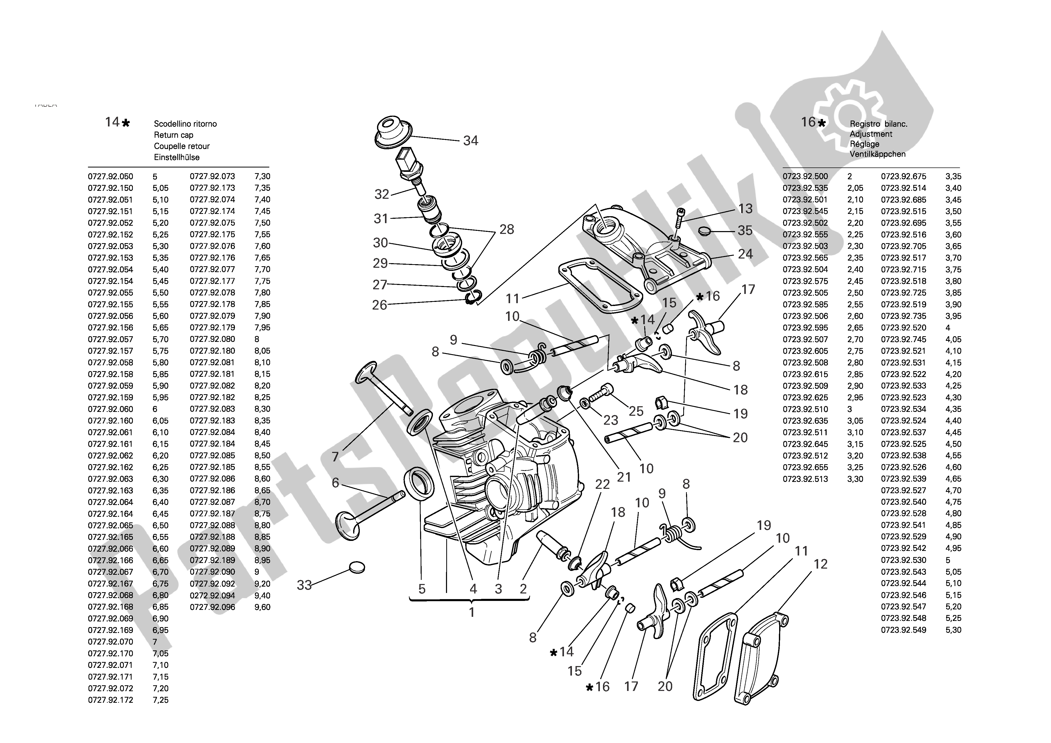 Alle onderdelen voor de Horizontale Cilinderkop van de Ducati Monster S2R 800 2006