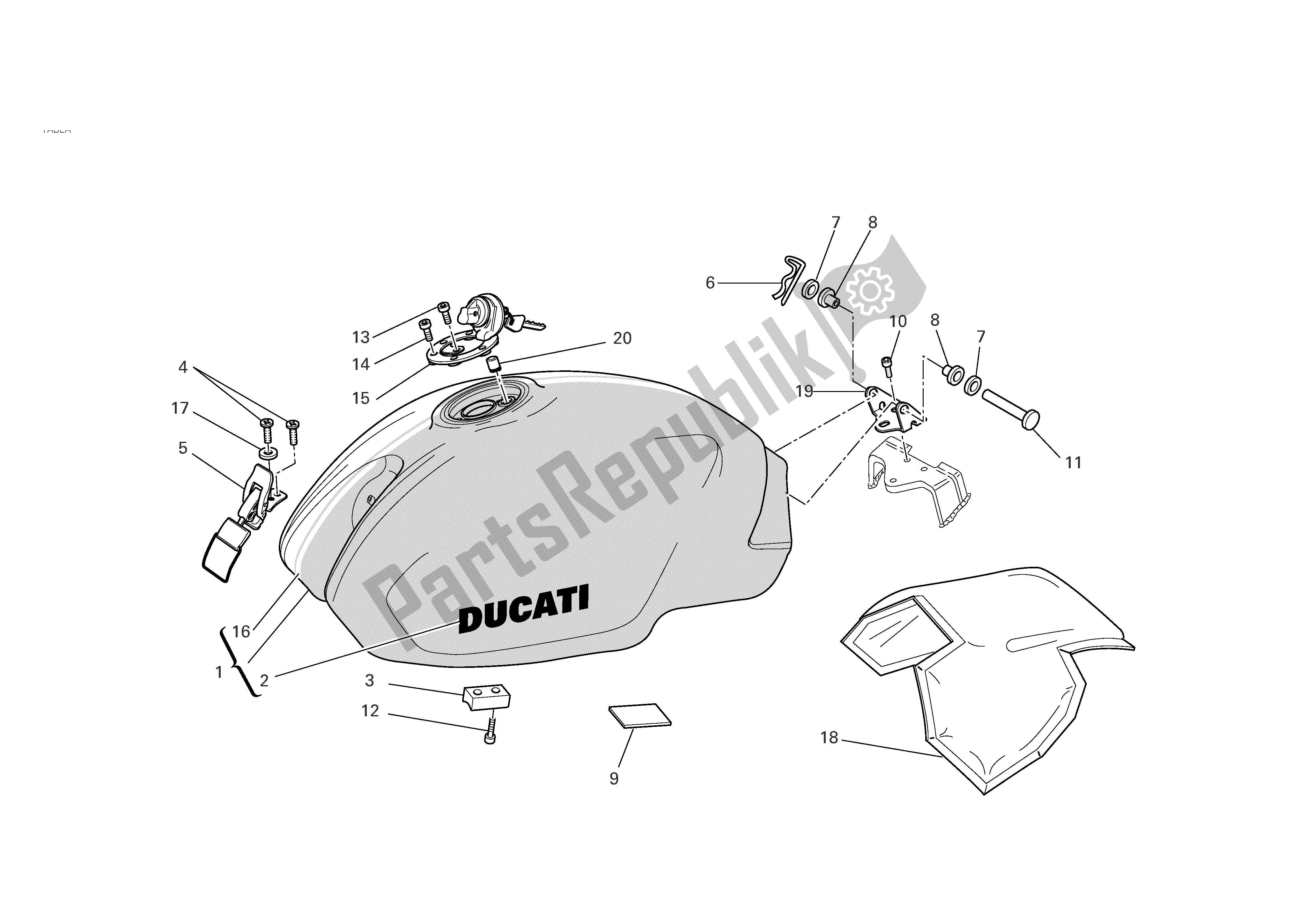 Alle onderdelen voor de Benzinetank van de Ducati Monster S2R 800 2006