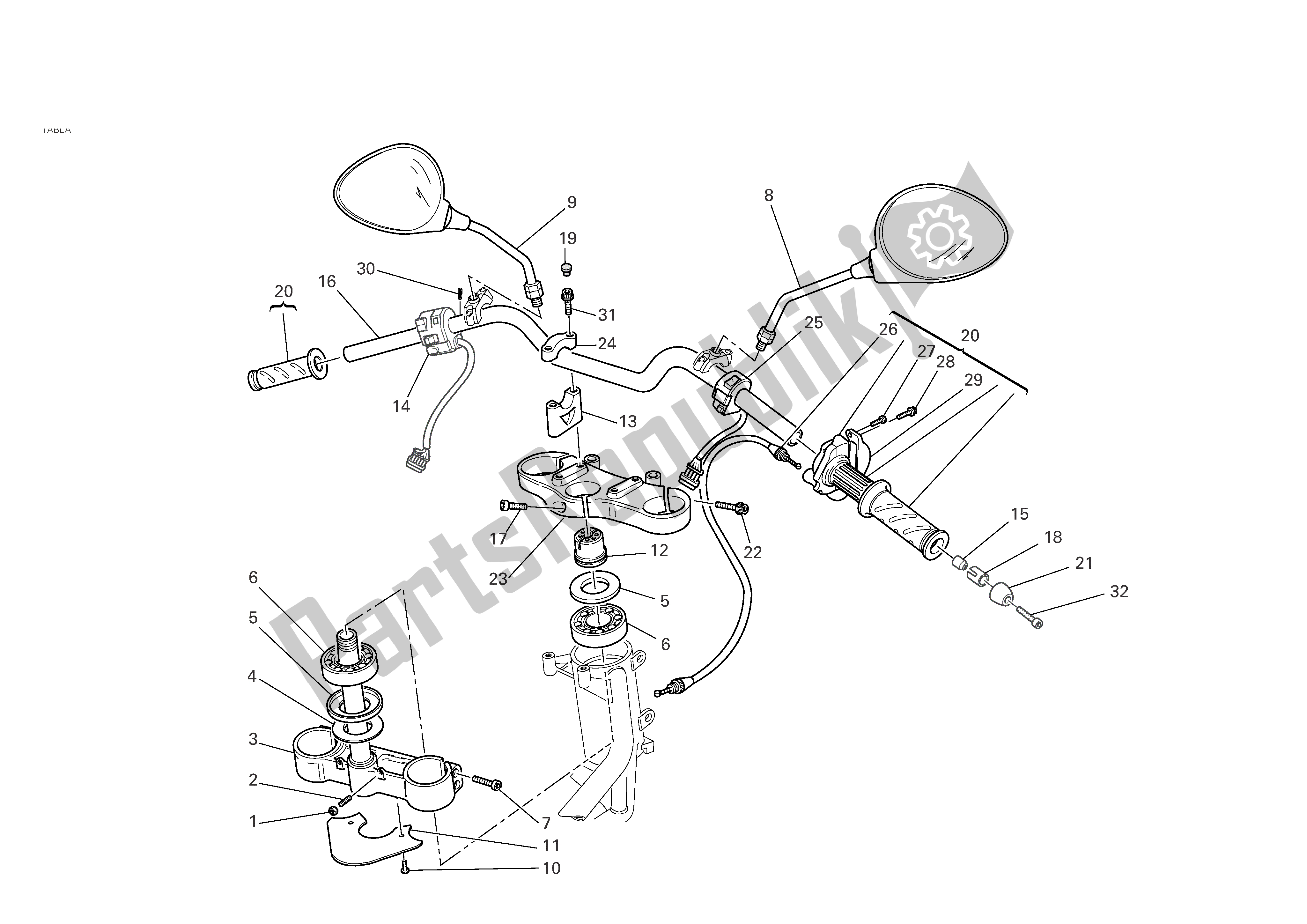 Todas as partes de Guiador E Controles do Ducati Monster S2R 1000 2007