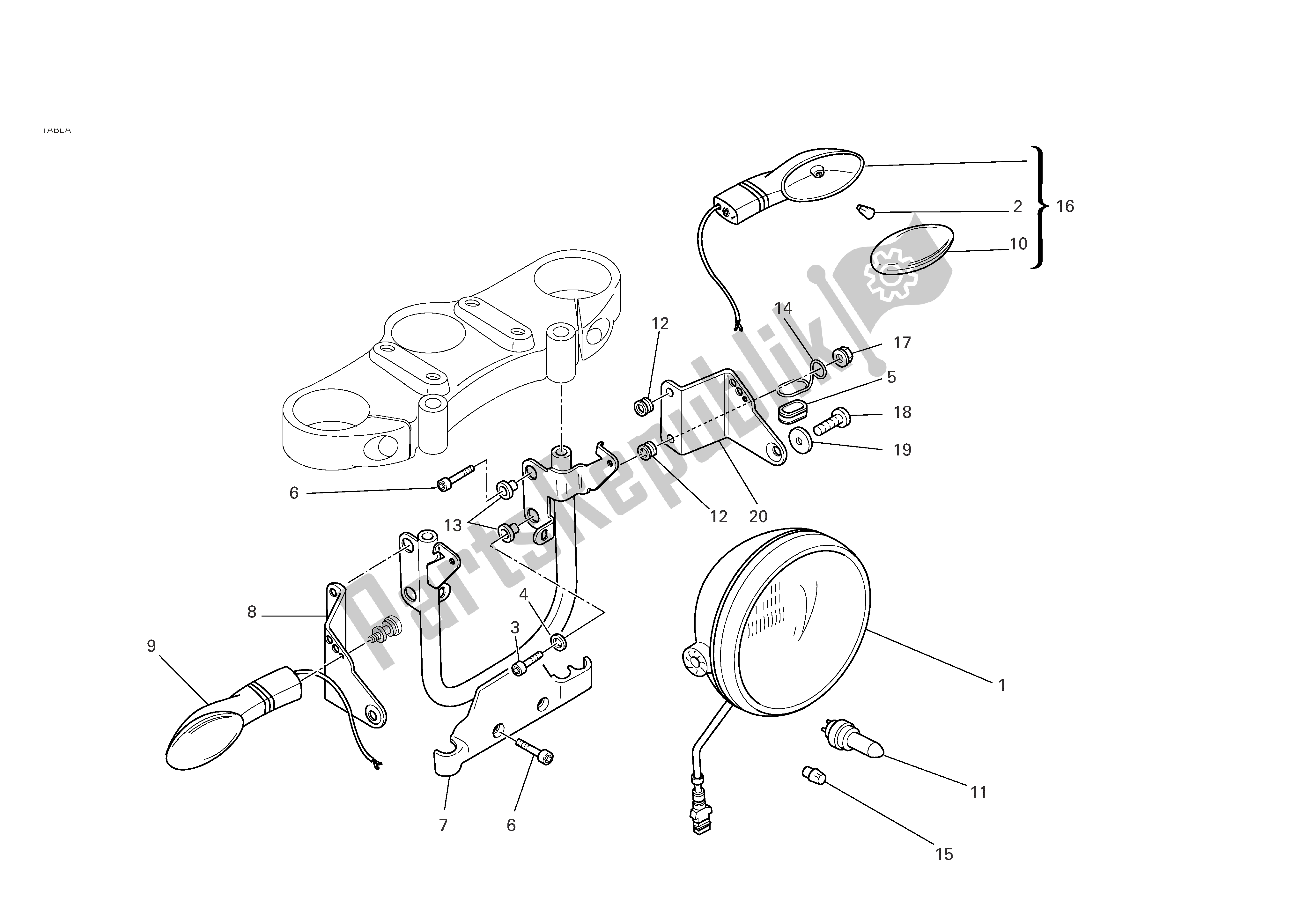 Tutte le parti per il Faro del Ducati Monster S2R 1000 2007