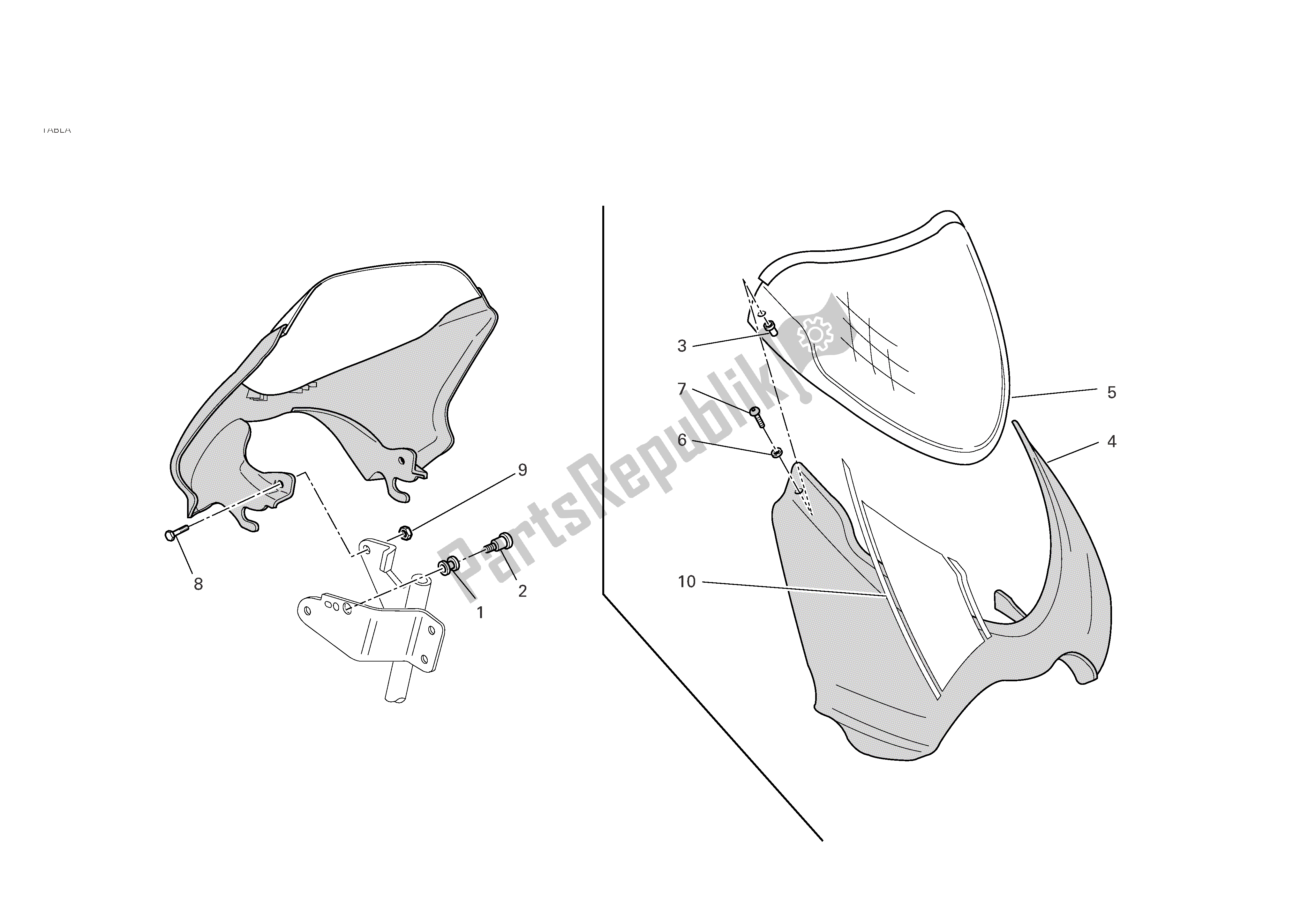 All parts for the Headlight Fairing of the Ducati Monster S2R 1000 2007