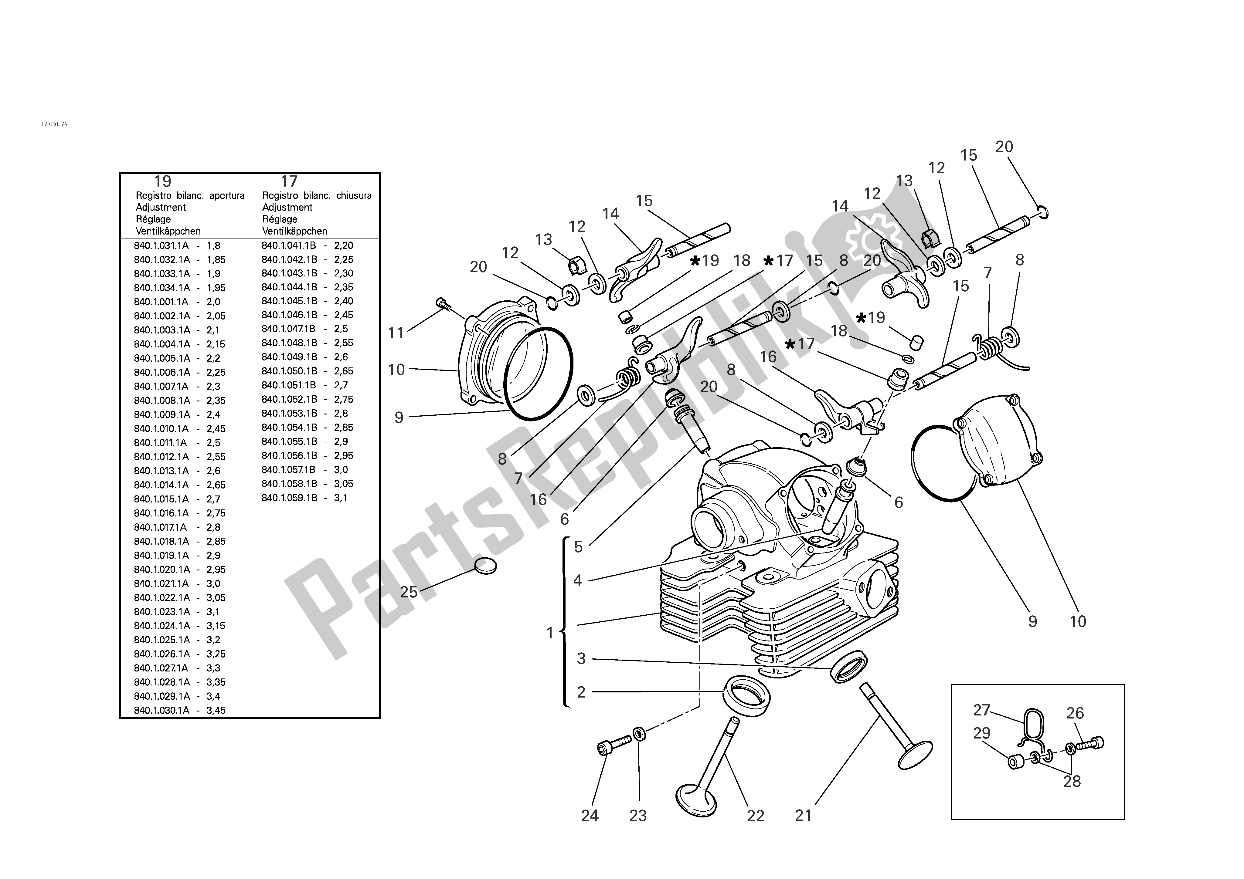 Alle onderdelen voor de Verticale Cilinderkop van de Ducati Monster S2R 1000 2007