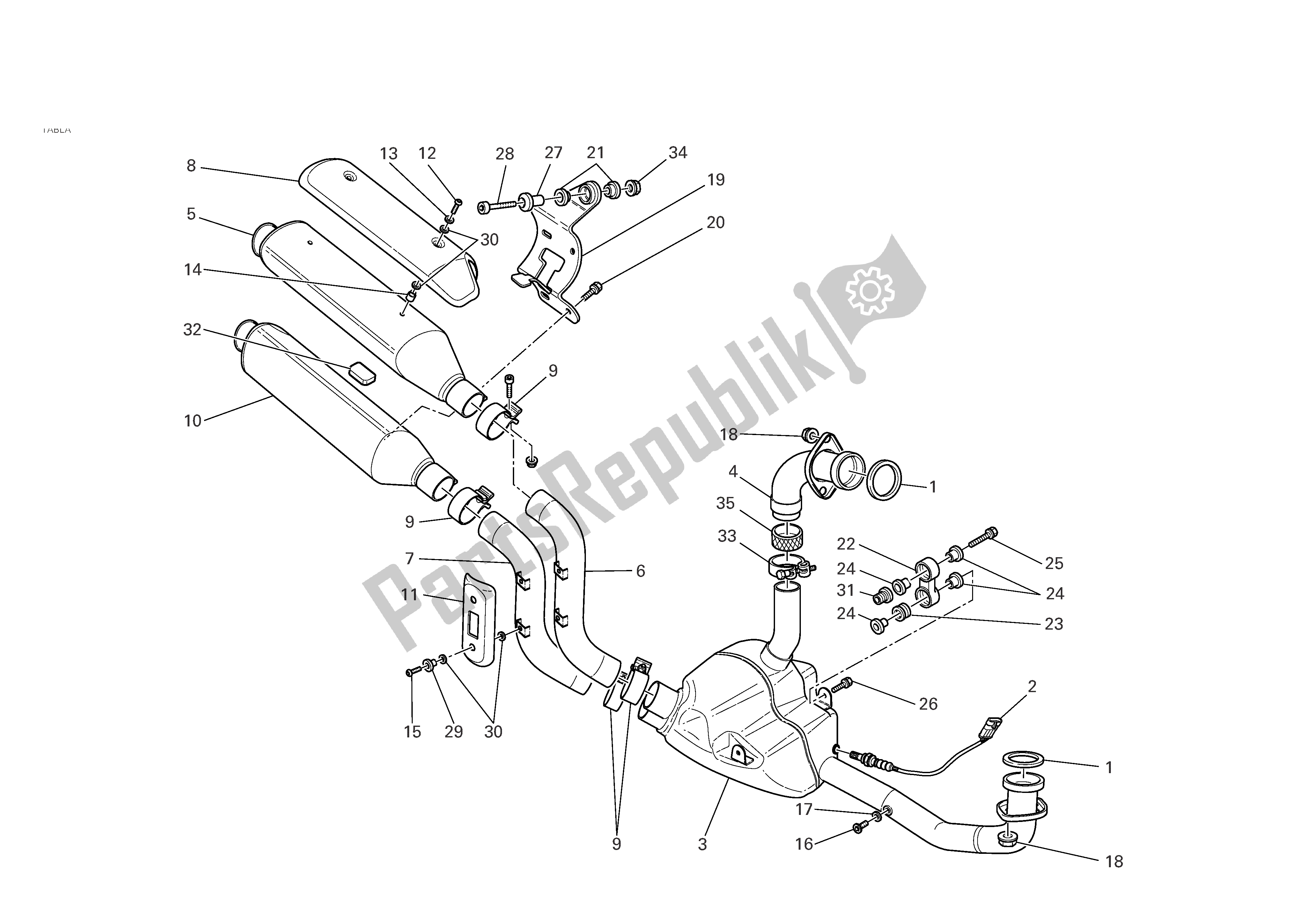 Tutte le parti per il Impianto Di Scarico del Ducati Monster S2R 1000 2007