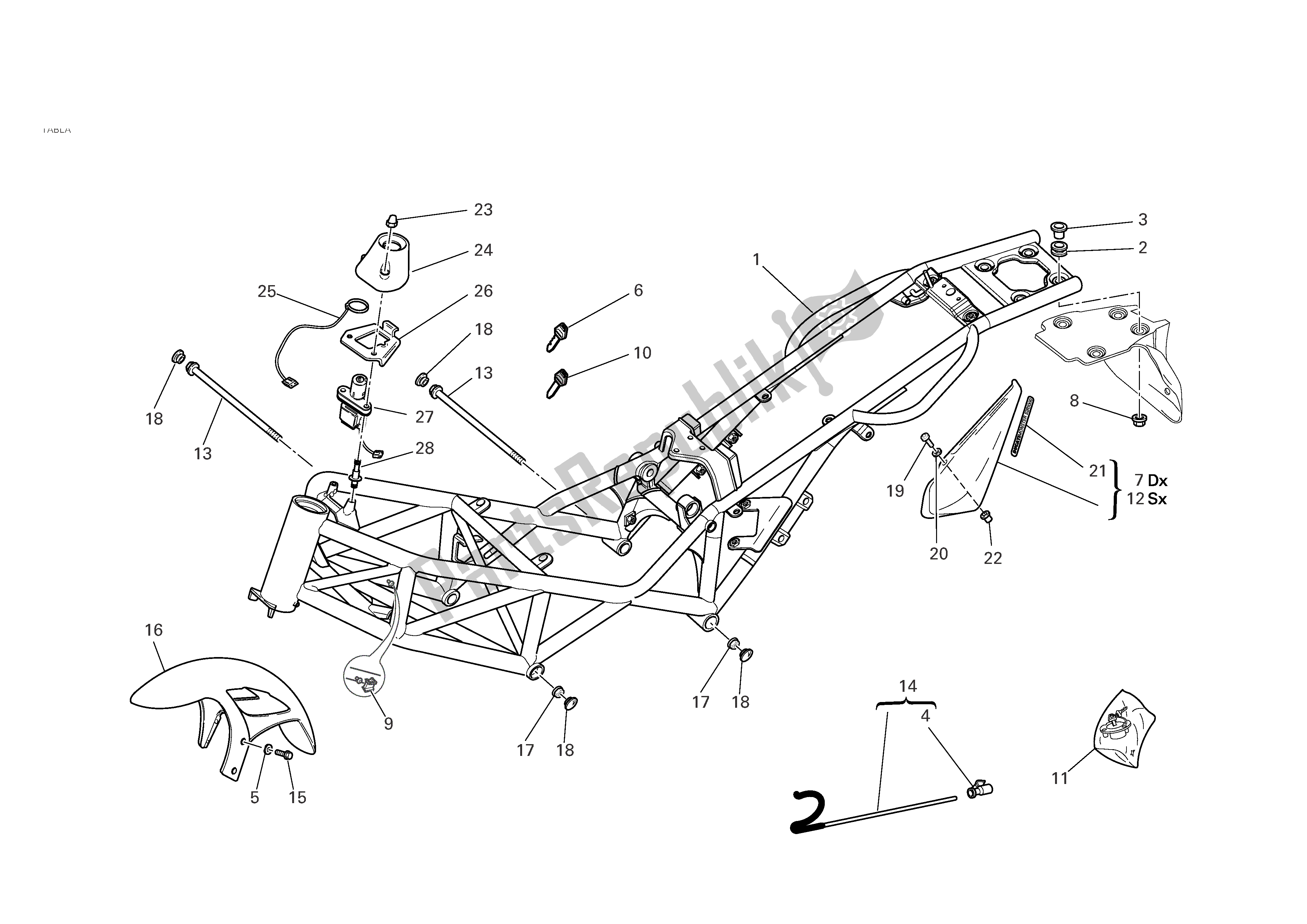 Tutte le parti per il Telaio del Ducati Monster S2R 1000 2007