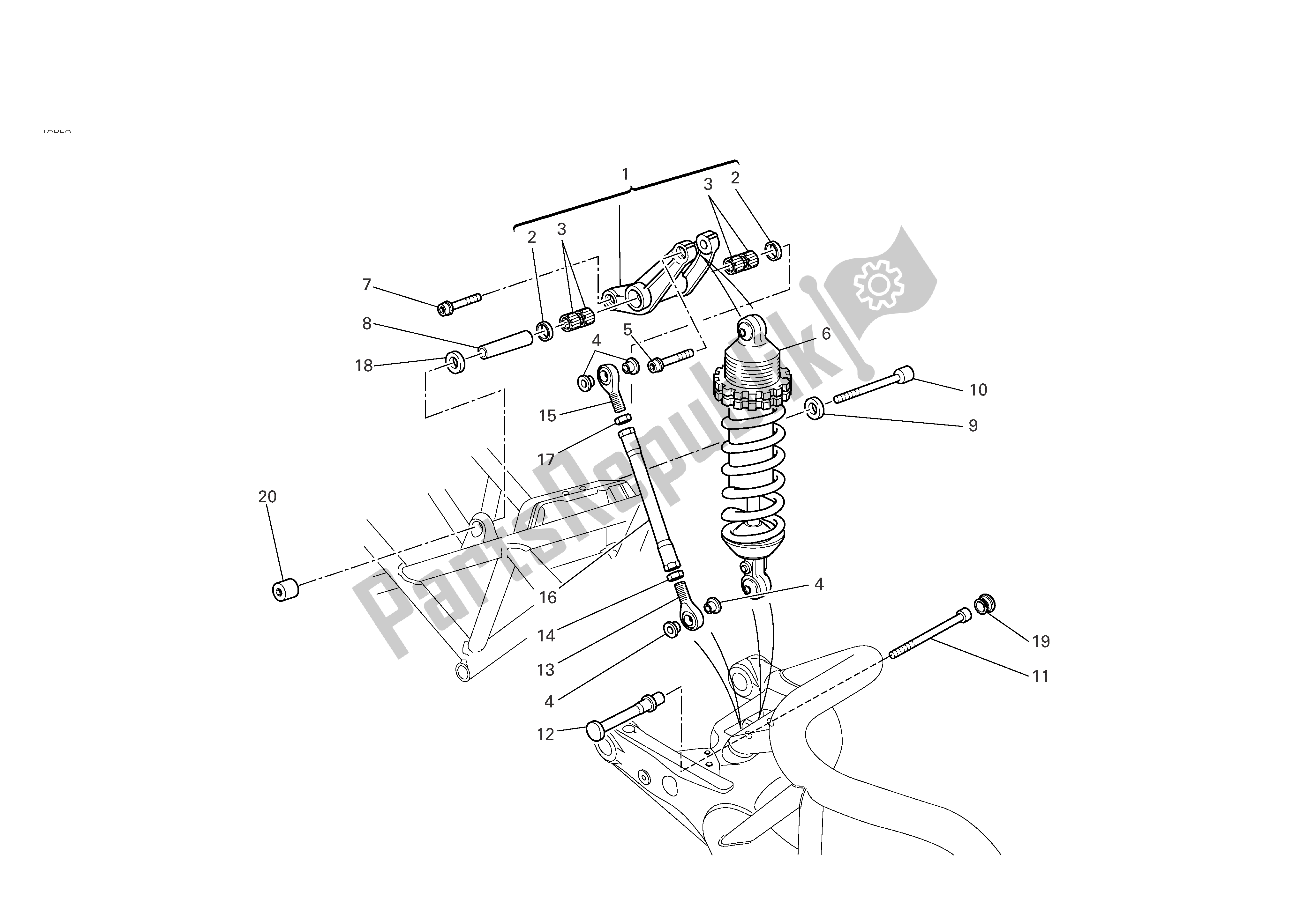 Alle onderdelen voor de Achtervering van de Ducati Monster S2R 1000 2008