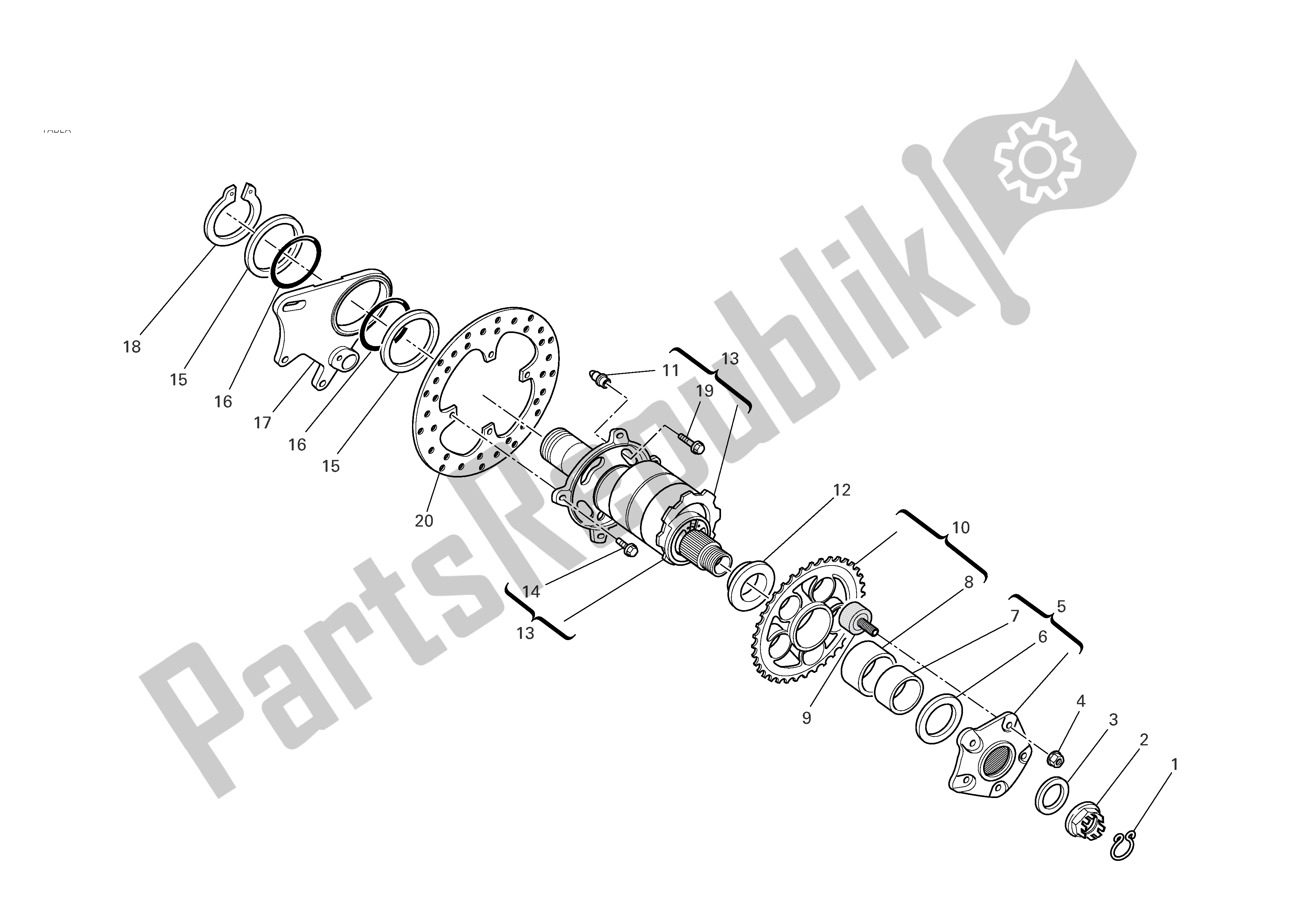 Tutte le parti per il Asse Ruota Posteriore del Ducati Monster S2R 1000 2008