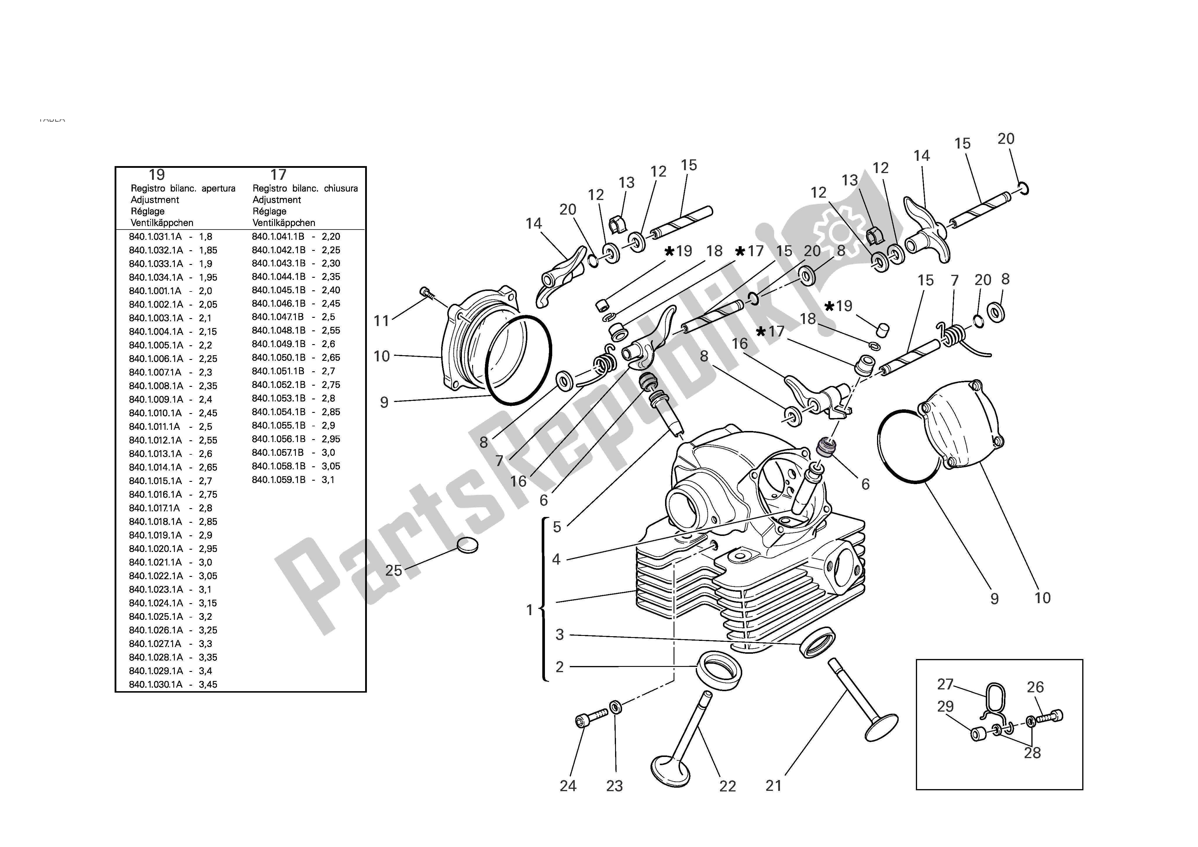 Alle onderdelen voor de Verticale Cilinderkop van de Ducati Monster S2R 1000 2008