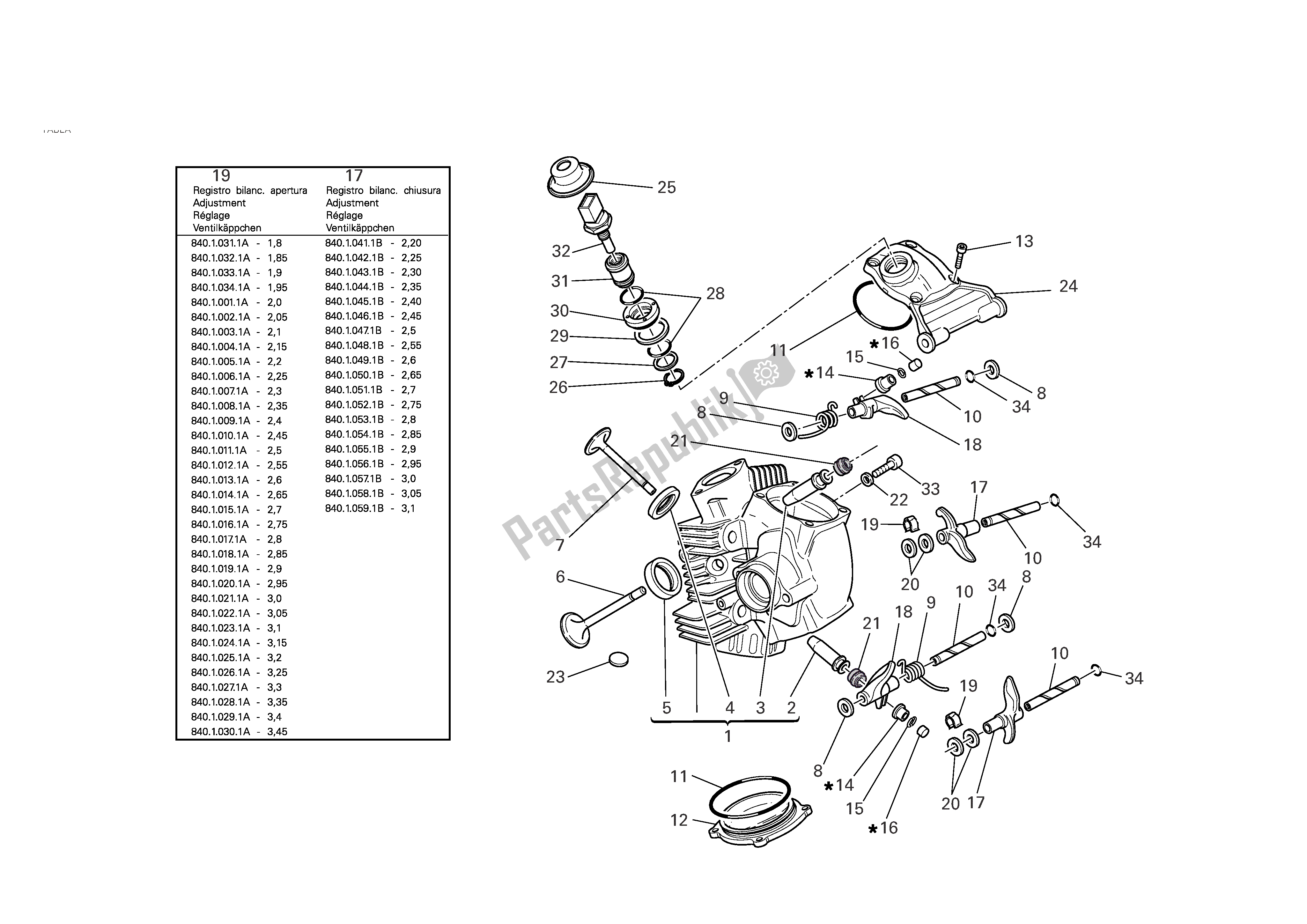 Alle onderdelen voor de Horizontale Cilinderkop van de Ducati Monster S2R 1000 2008