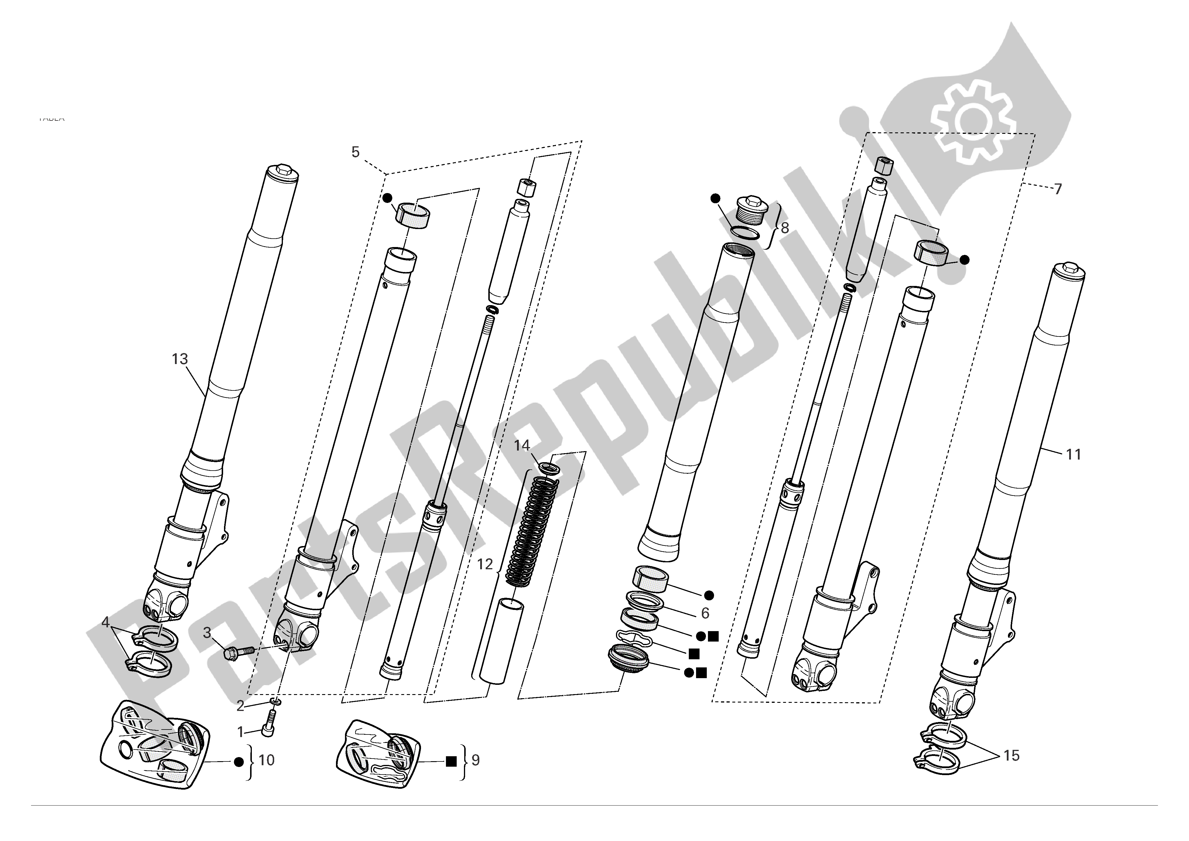 Toutes les pièces pour le Fourches Avant du Ducati Monster S2R 800 2007