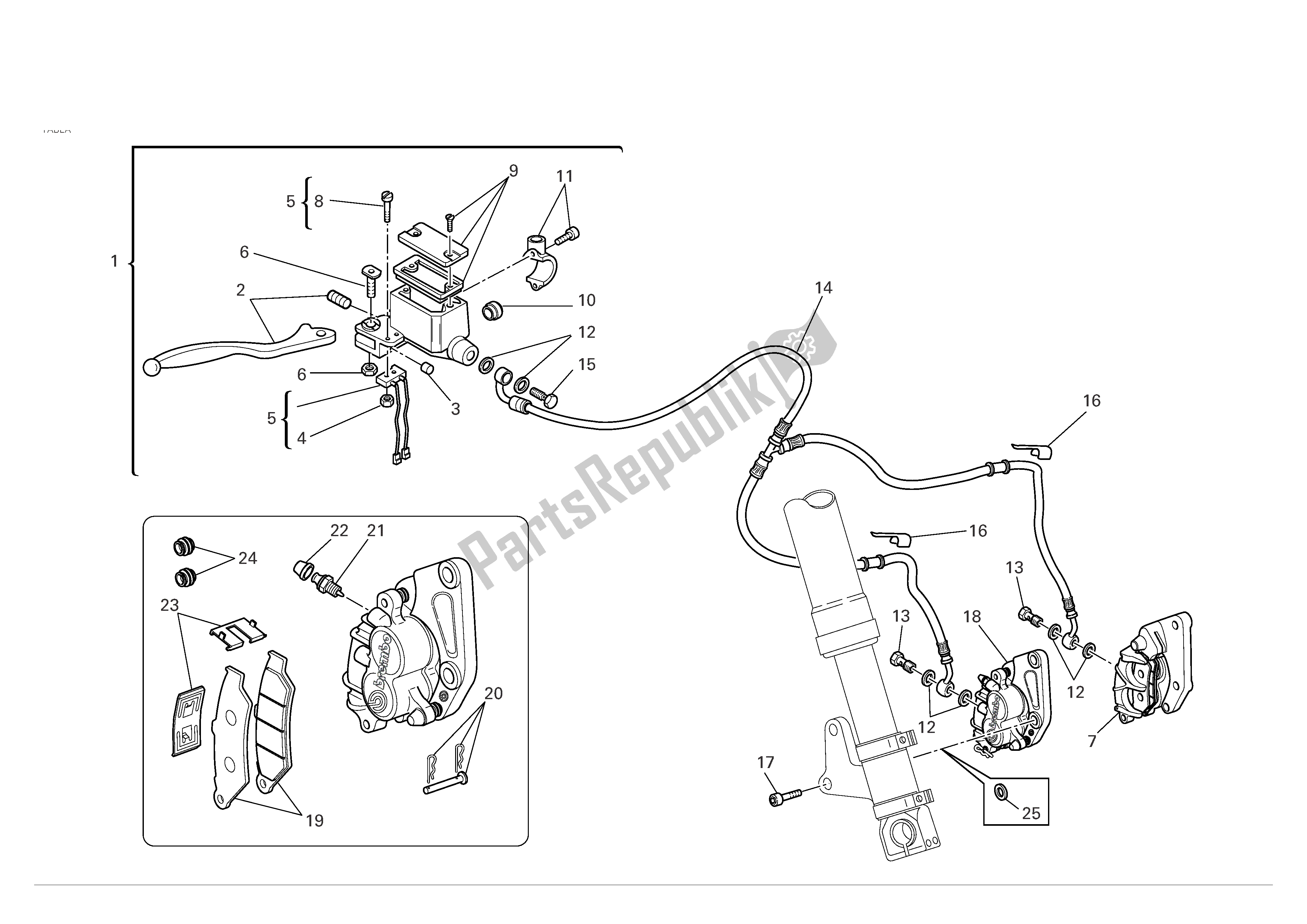 Tutte le parti per il Freno Anteriore del Ducati Monster S2R 800 2007