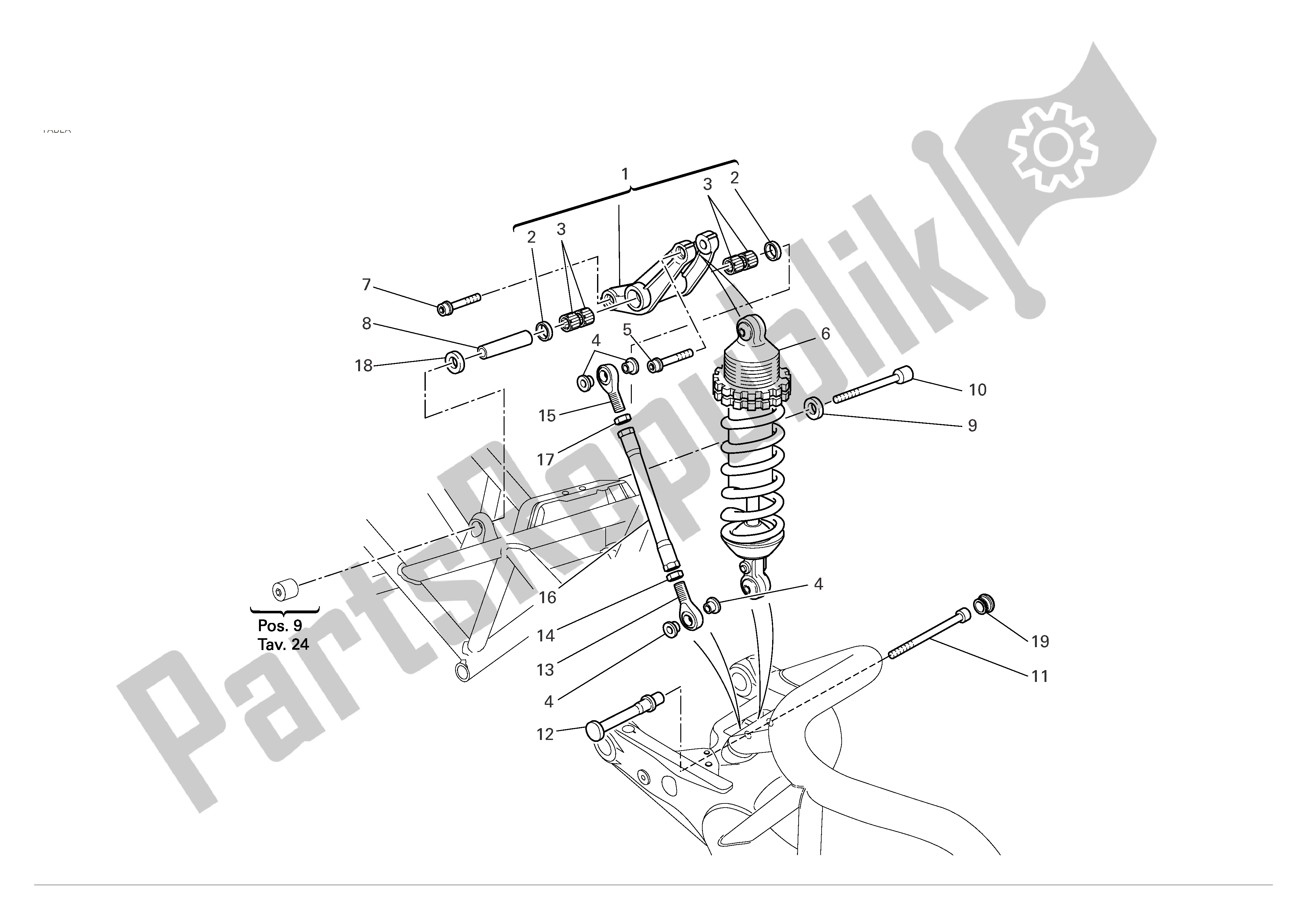 Alle onderdelen voor de Achtervering van de Ducati Monster S2R 800 2007