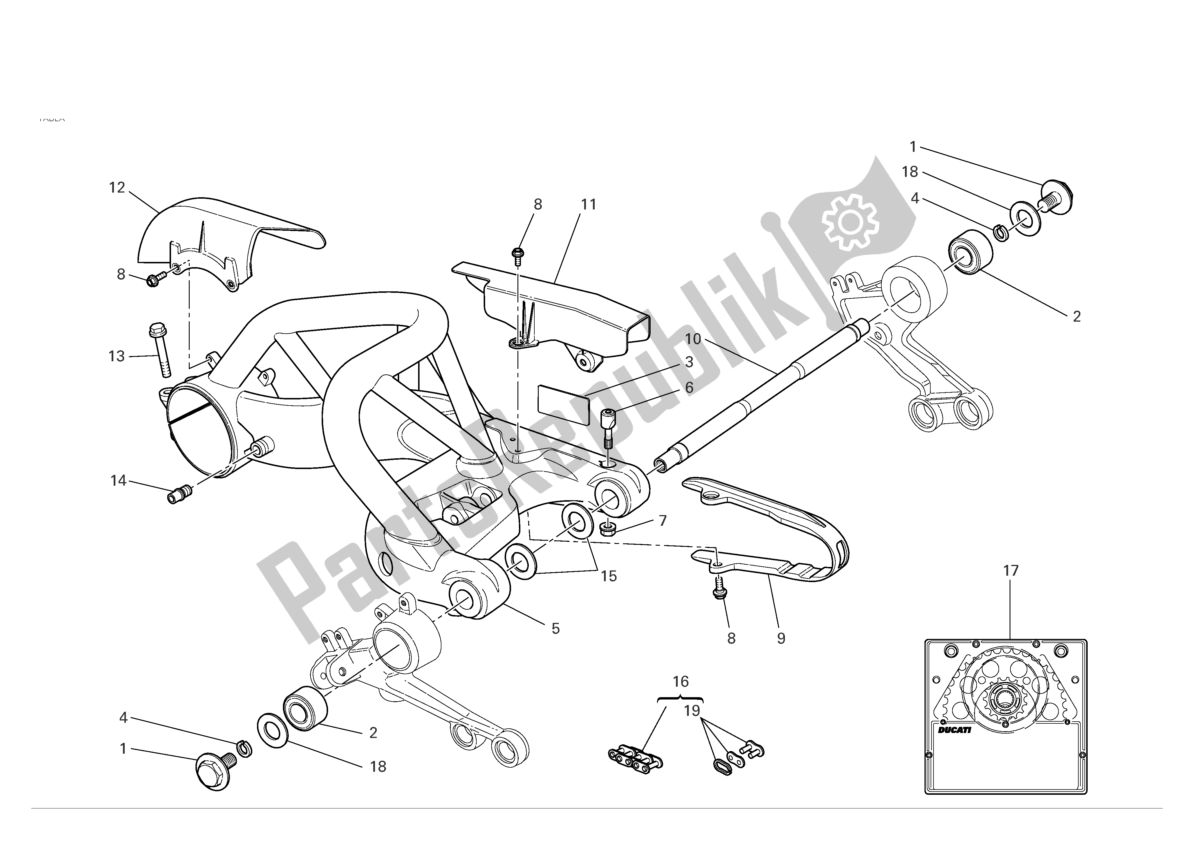 Tutte le parti per il Forcellone E Catena Di Trasmissione del Ducati Monster S2R 800 2007