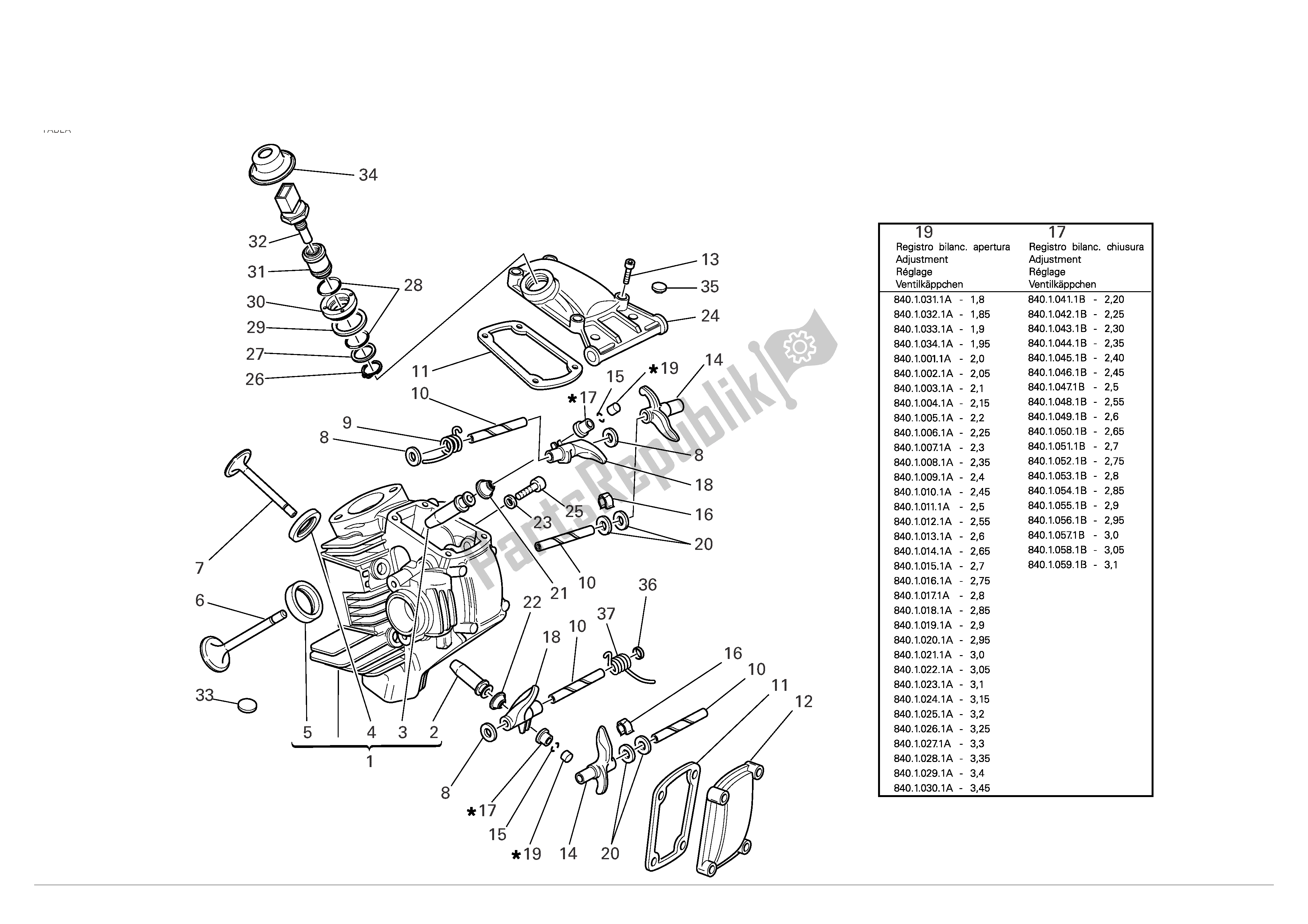 Tutte le parti per il Testata Orizzontale del Ducati Monster S2R 800 2007