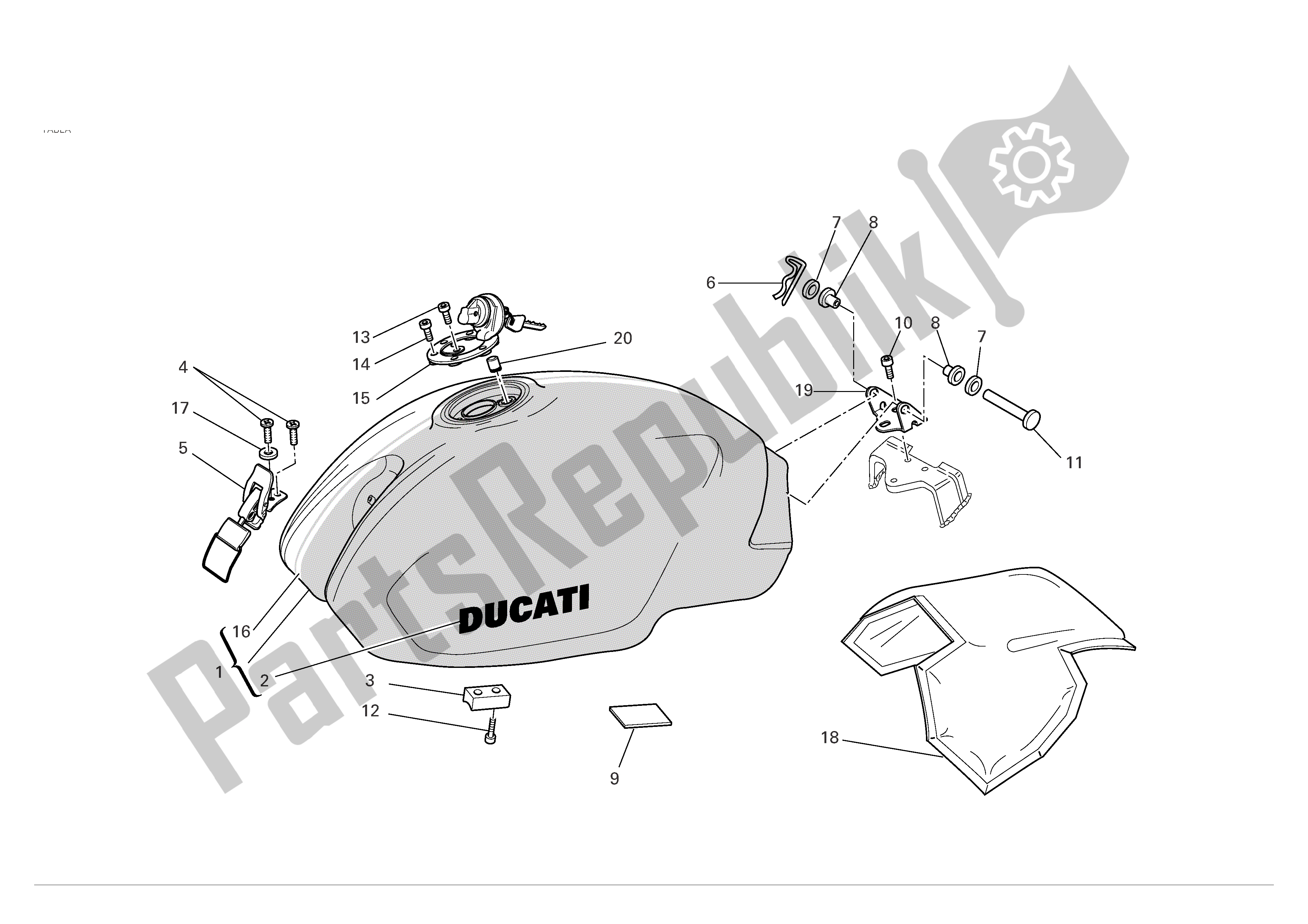 Toutes les pièces pour le Réservoir D'essence du Ducati Monster S2R 800 2007