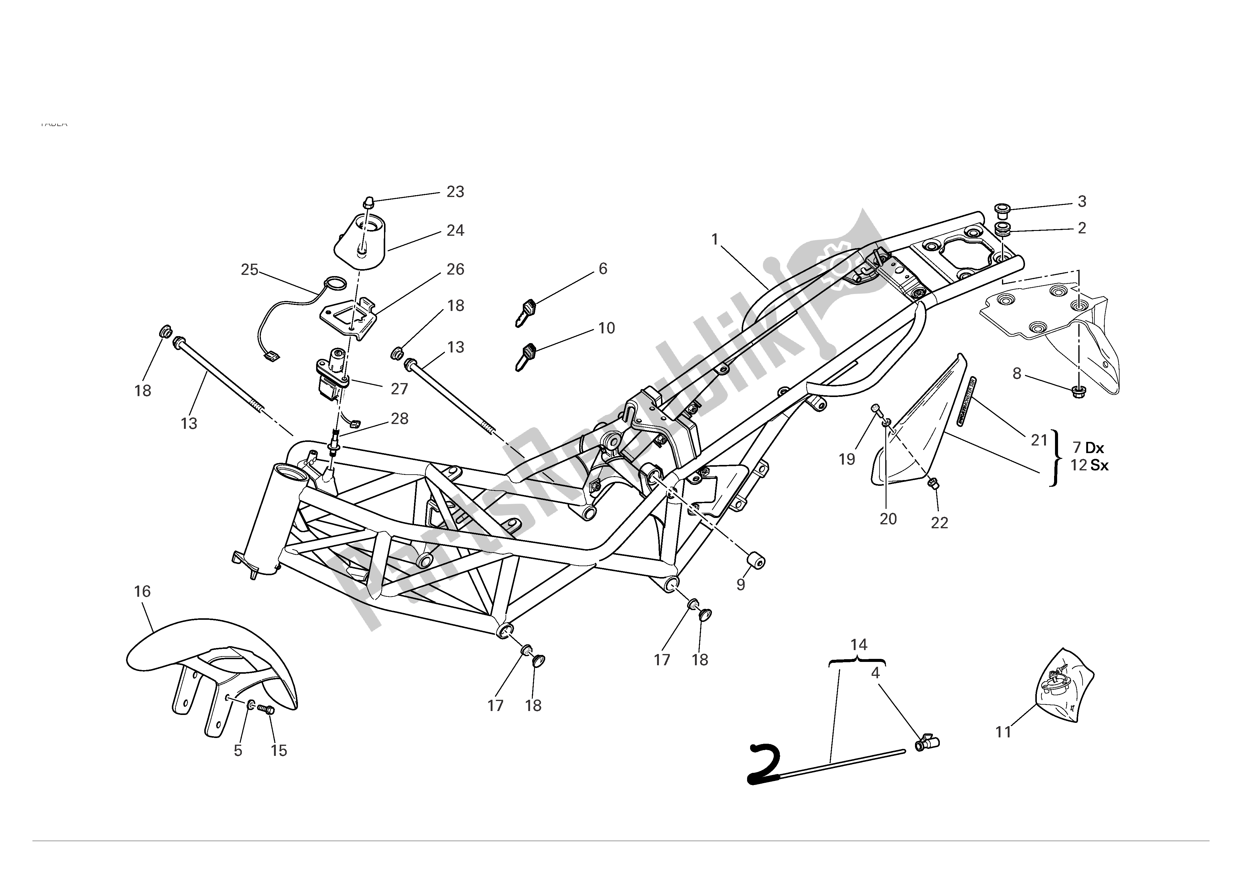 Tutte le parti per il Telaio del Ducati Monster S2R 800 2007