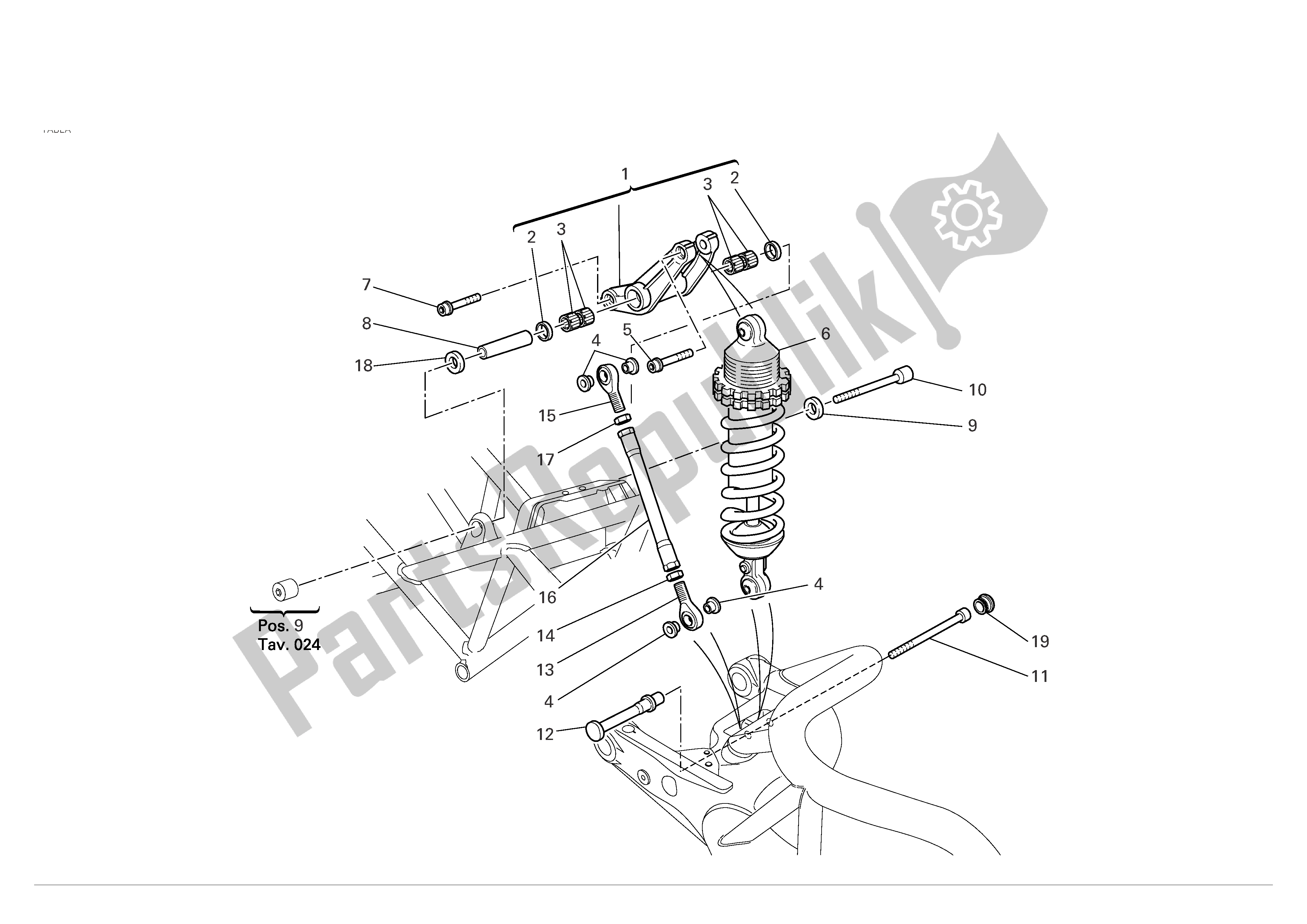 Tutte le parti per il Sospensione Posteriore del Ducati Monster S2R Dark 800 2006