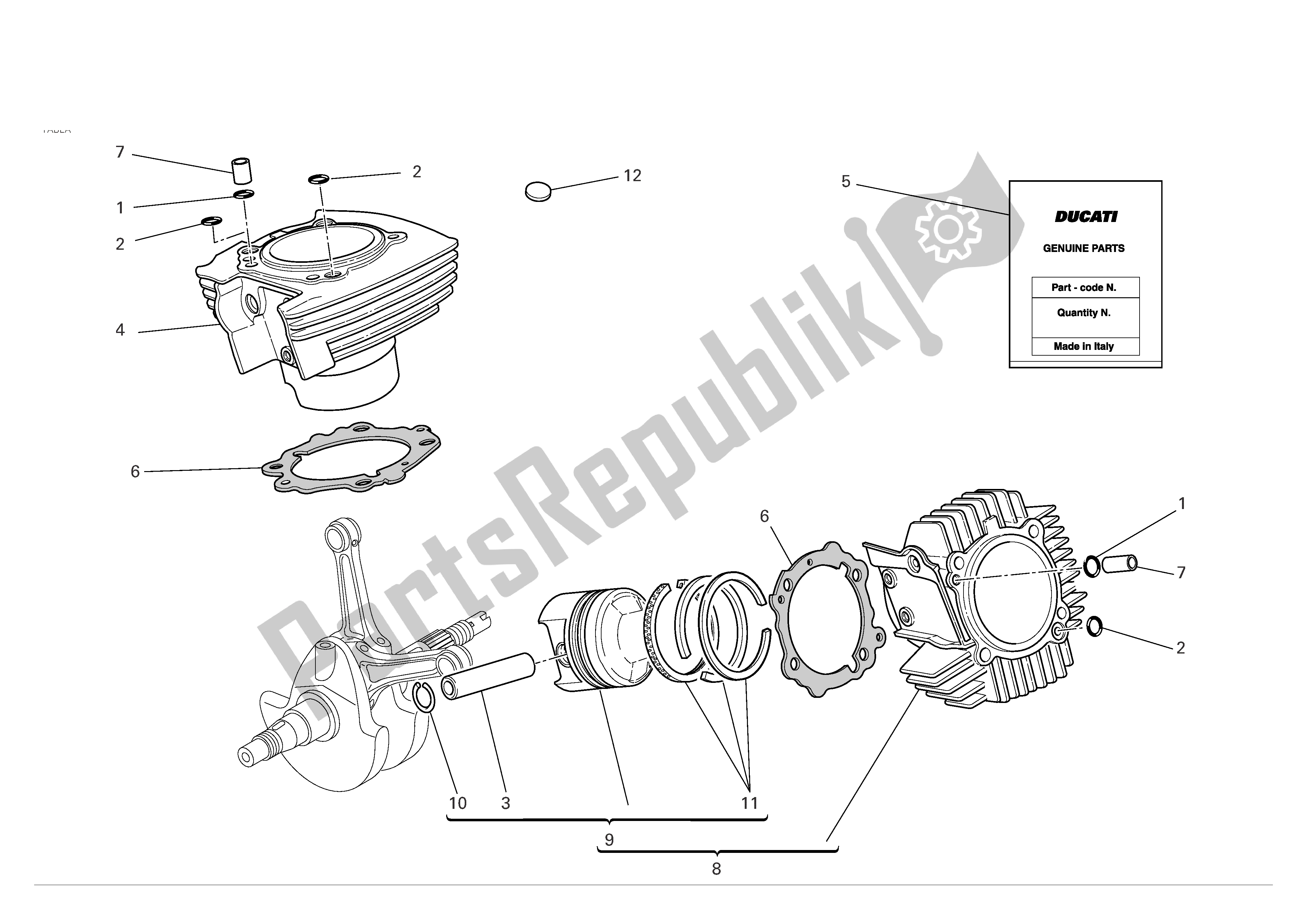 All parts for the Cylinders - Pistons of the Ducati Monster S2R Dark 800 2006