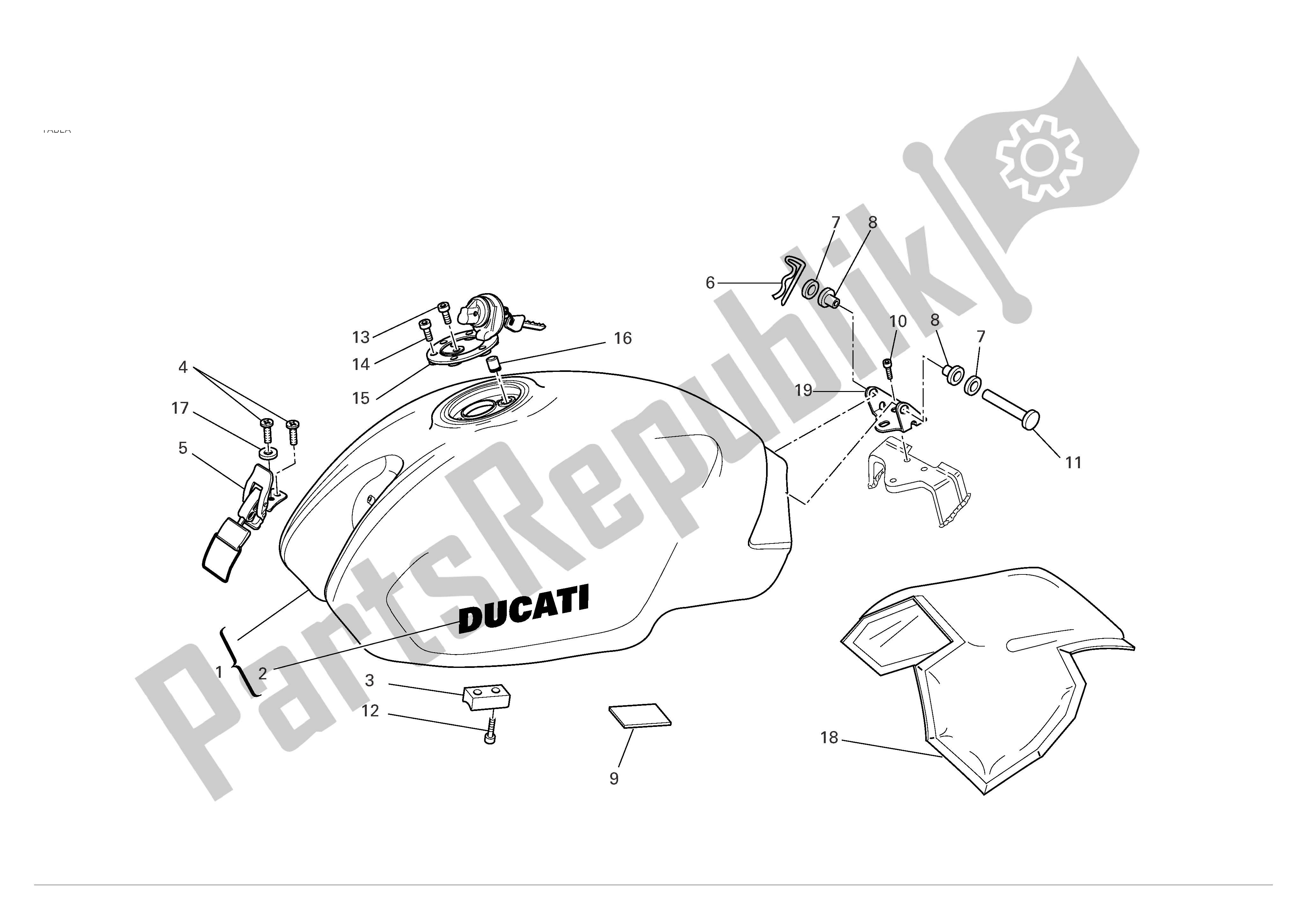 Tutte le parti per il Serbatoio Di Carburante del Ducati Monster S2R Dark 800 2006