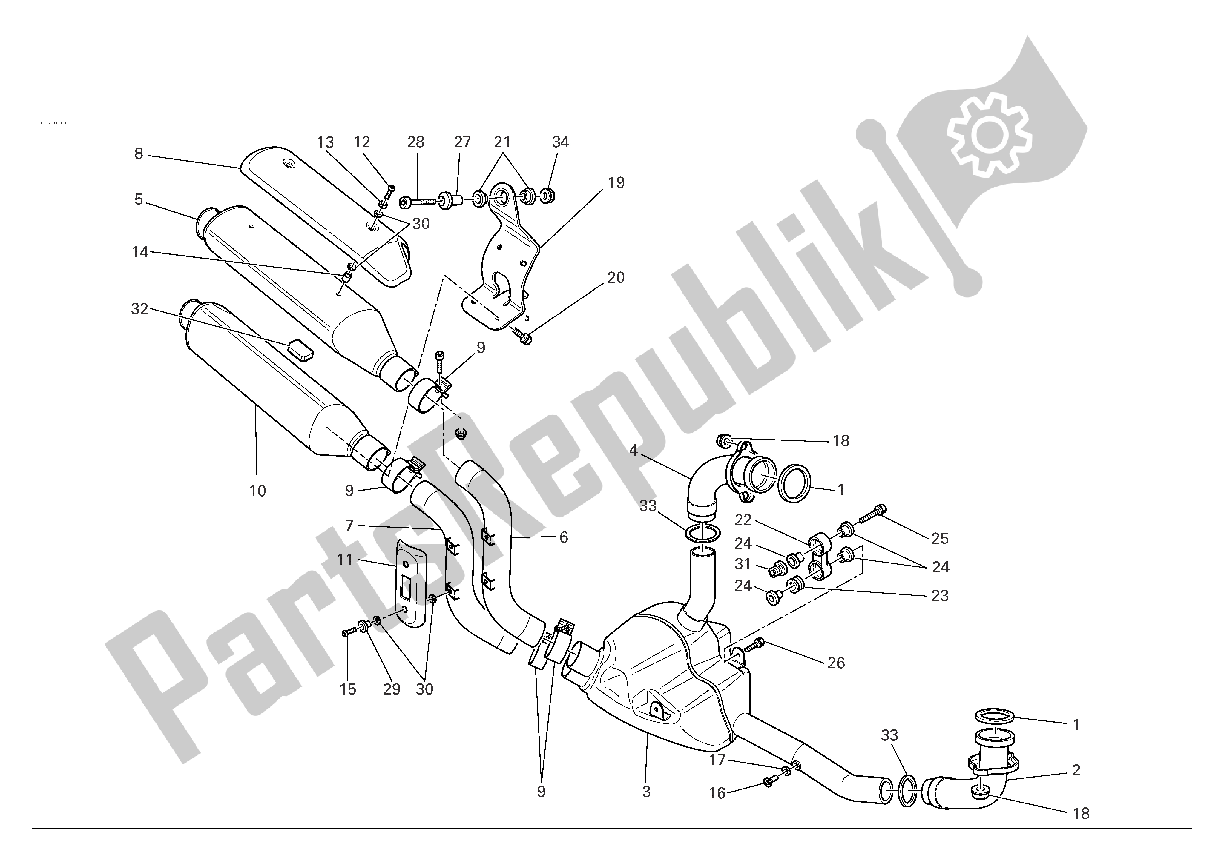 Tutte le parti per il Impianto Di Scarico del Ducati Monster S2R Dark 800 2006