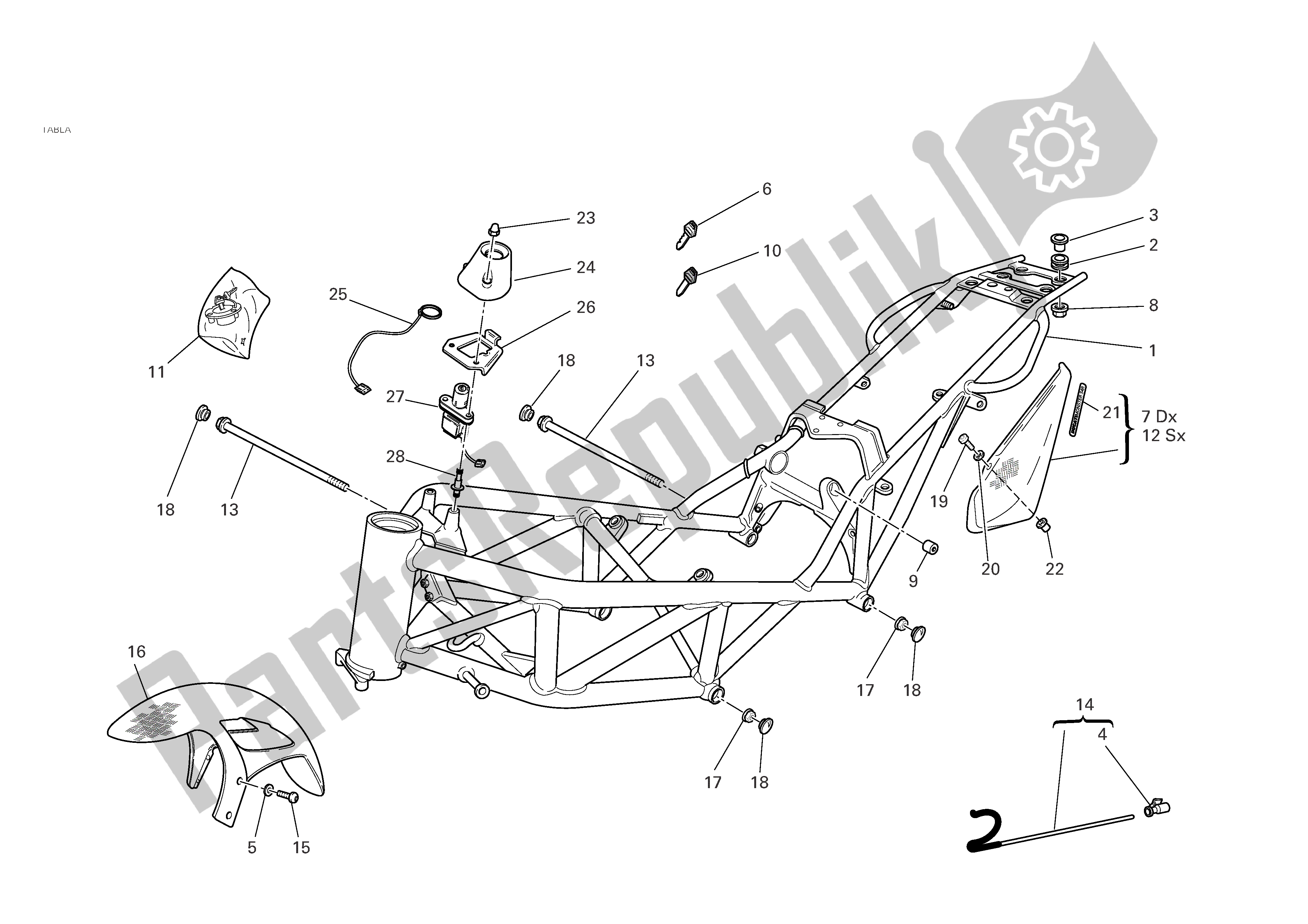 Tutte le parti per il Telaio del Ducati Monster S4R 996 2004