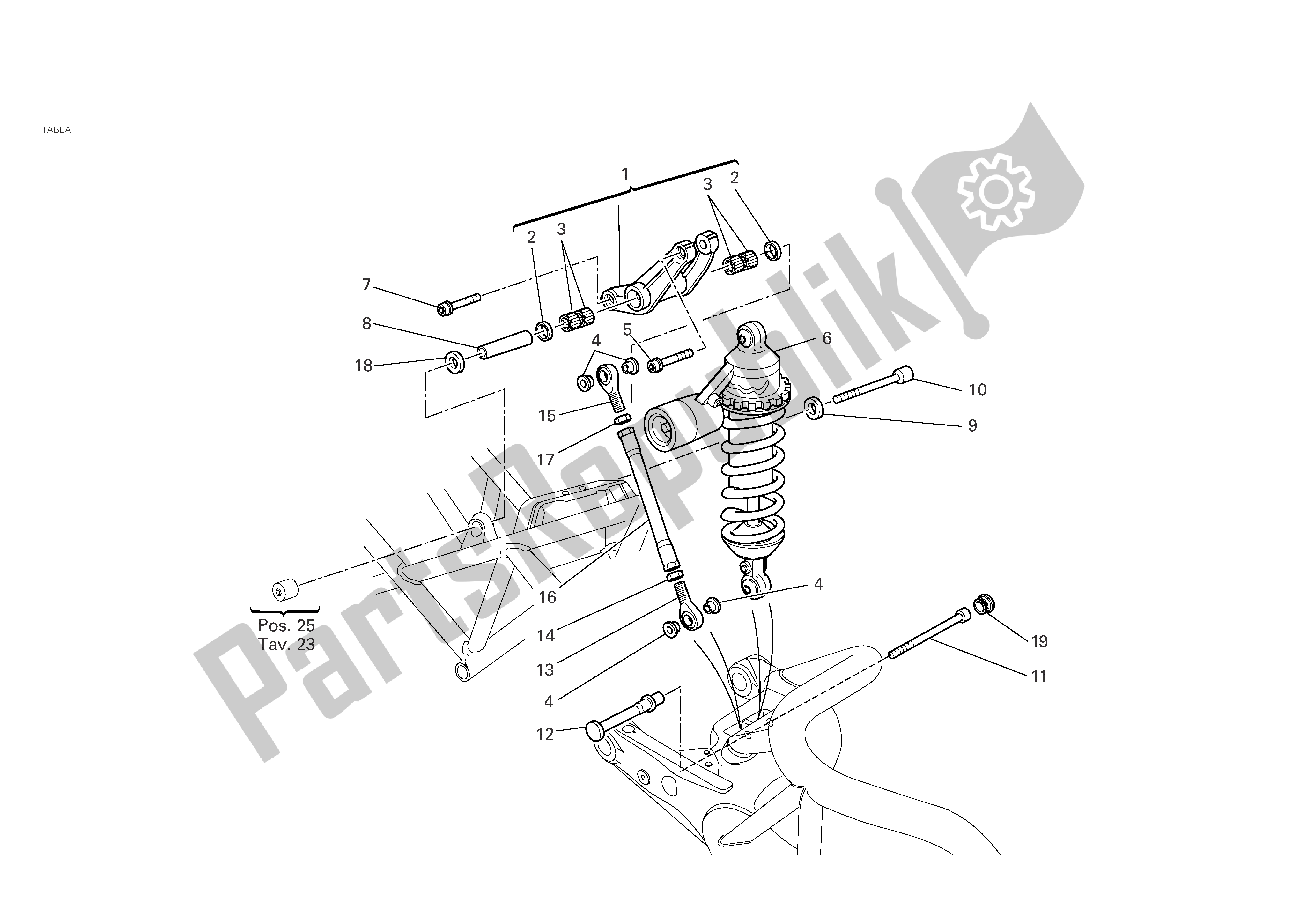 All parts for the Rear Suspension of the Ducati Monster S4R 996 2004